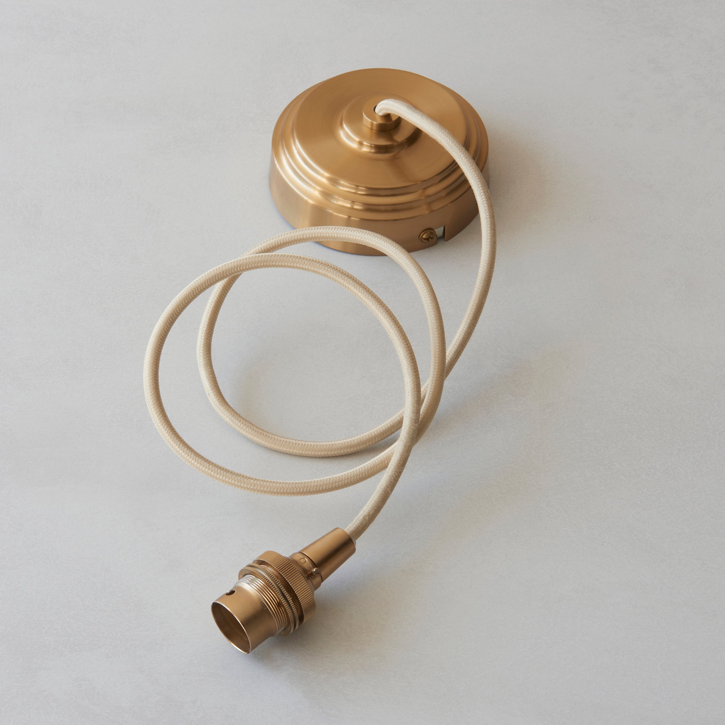 Endon Eltham Cable Set - Brushed Aged Brass Plate & Natural Braided Flex