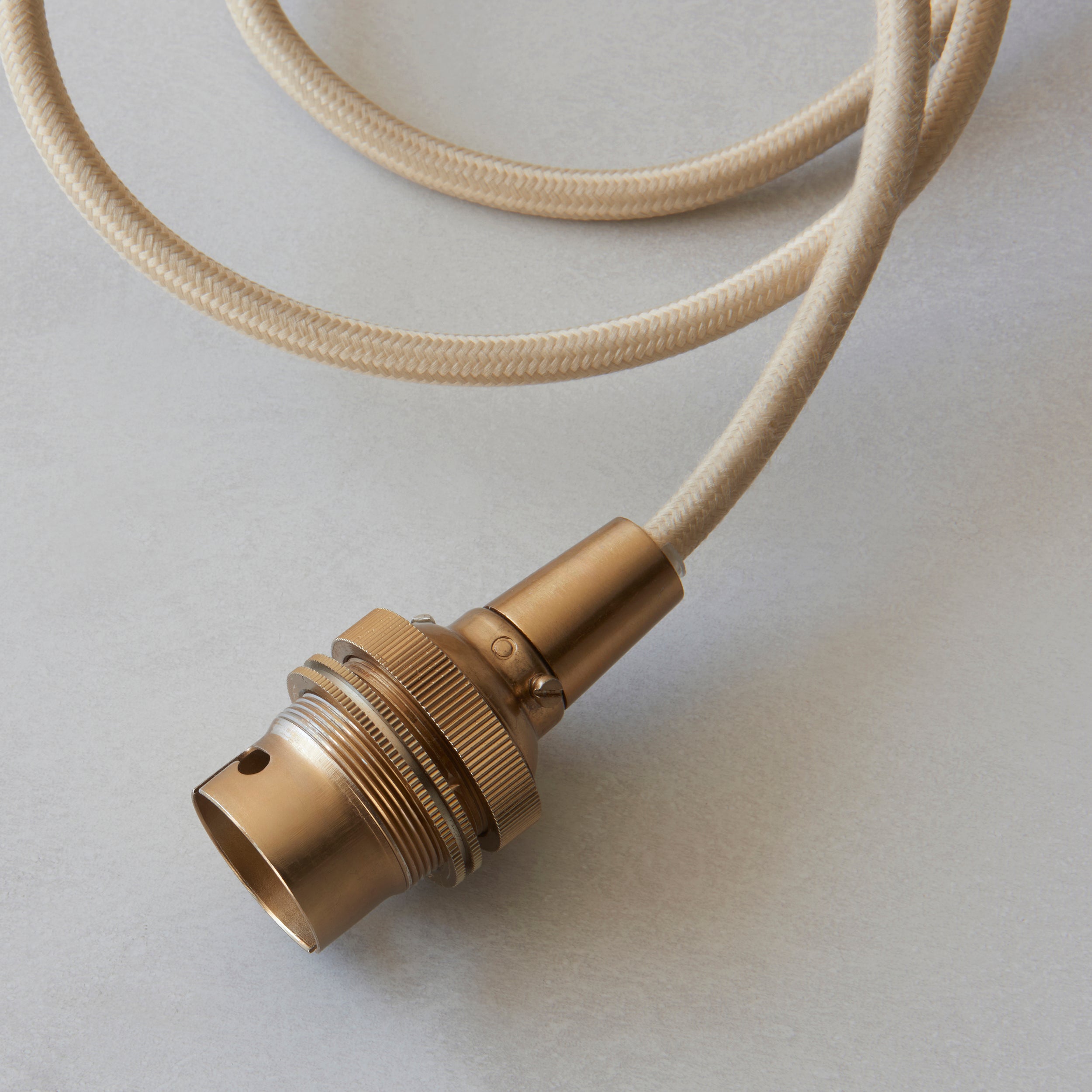 Endon Eltham Cable Set - Brushed Aged Brass Plate & Natural Braided Flex
