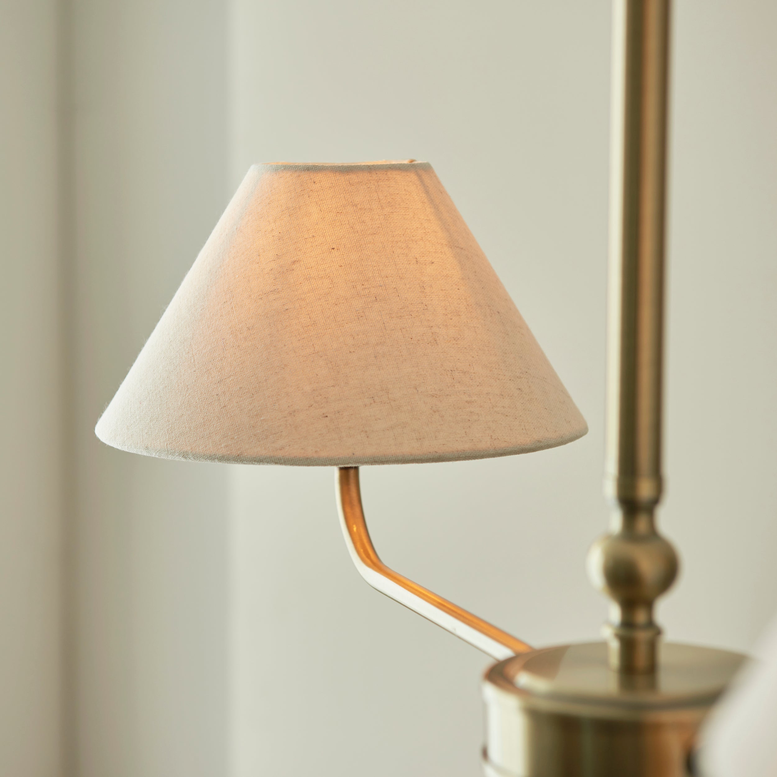 Endon Lille 2 Light Linear Pendant - Antique Brass Plate & Natural Faux Linen