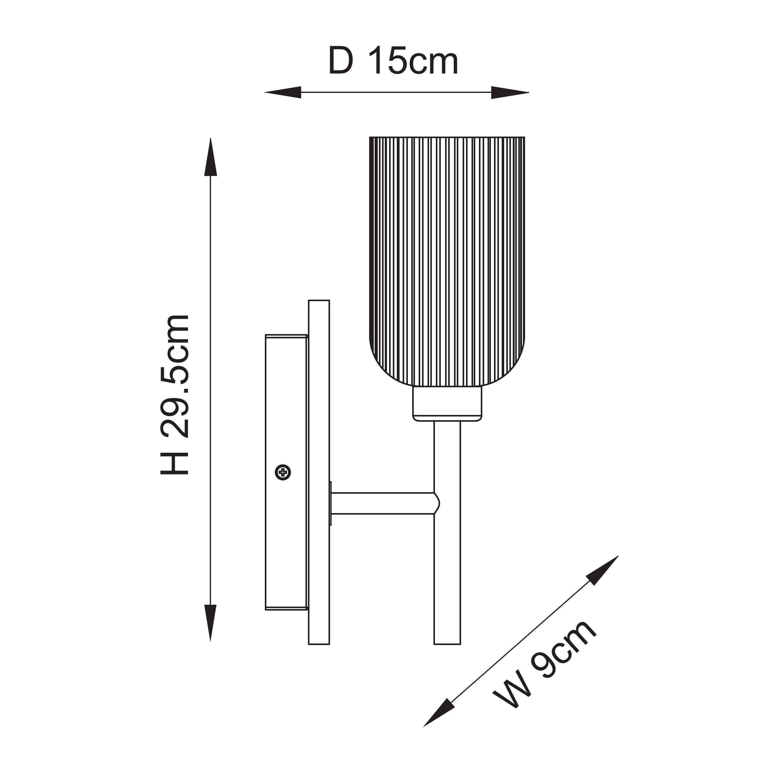 Endon Grove  Wall Light - Dark Beechwood & Vintage Brass With Clear Ribbed Glass