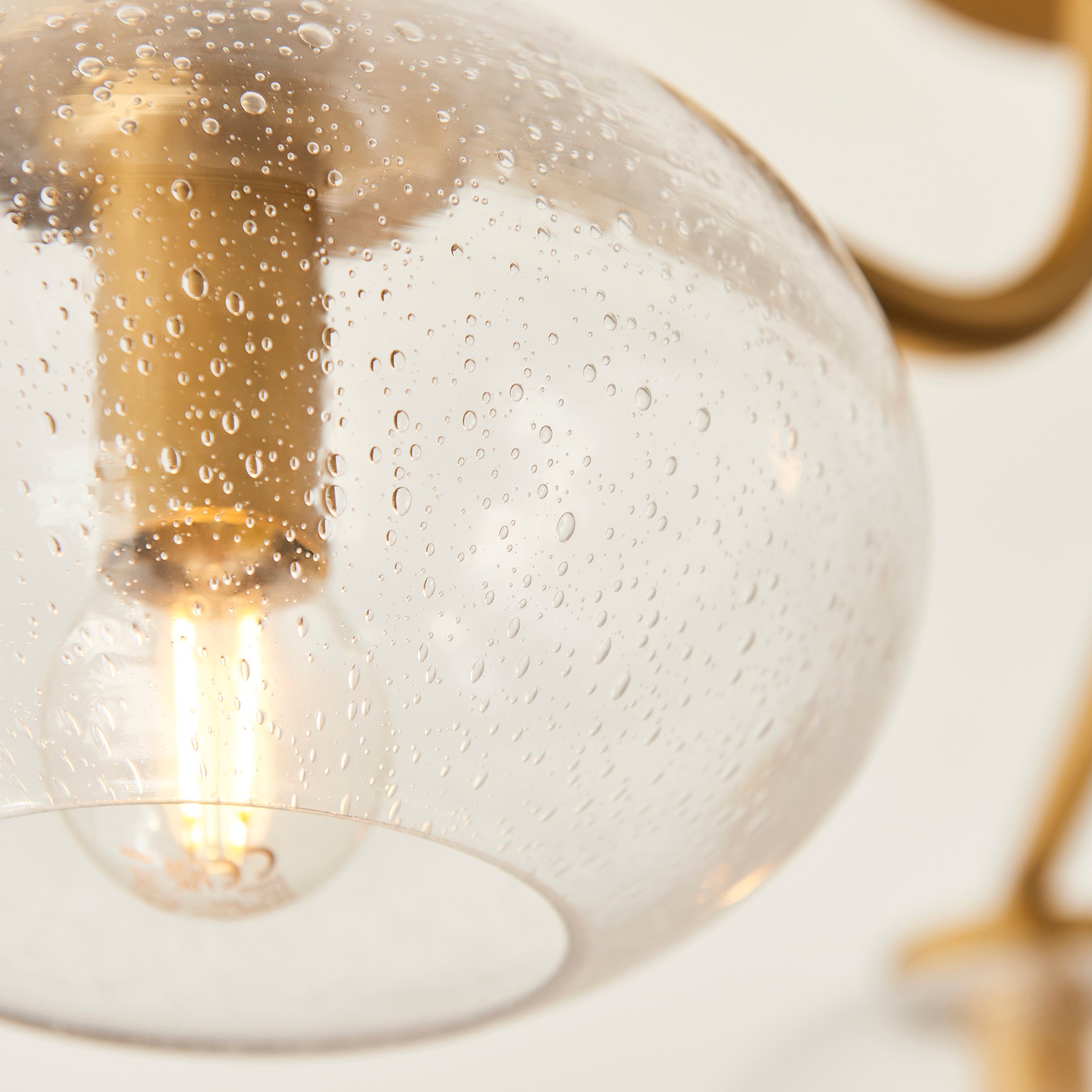 Endon Jacob 3 Light Semi Flush Ceiling Light - Warm Brass Plate & Clear Bubble Glass