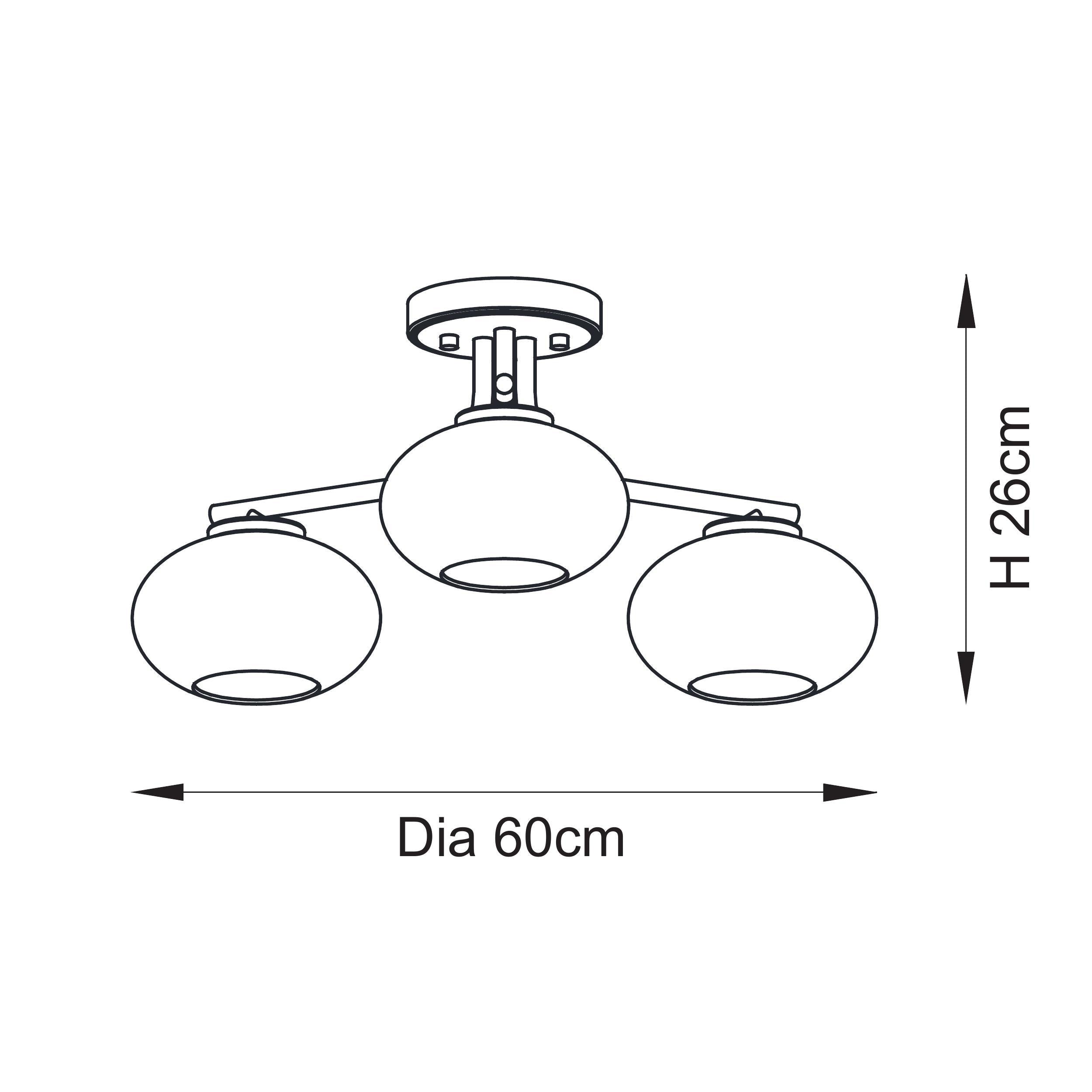 Endon Jacob 3 Light Semi Flush Ceiling Light - Warm Brass Plate & Clear Bubble Glass