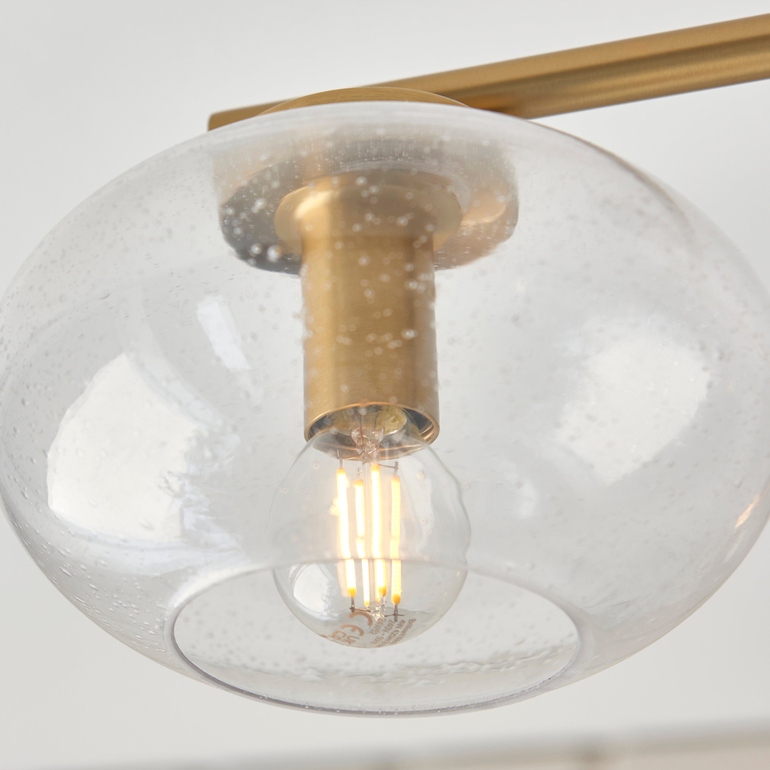 Endon Jacob 5 Light Semi Flush Ceiling Light - Warm Brass Plate & Clear Bubble Glass