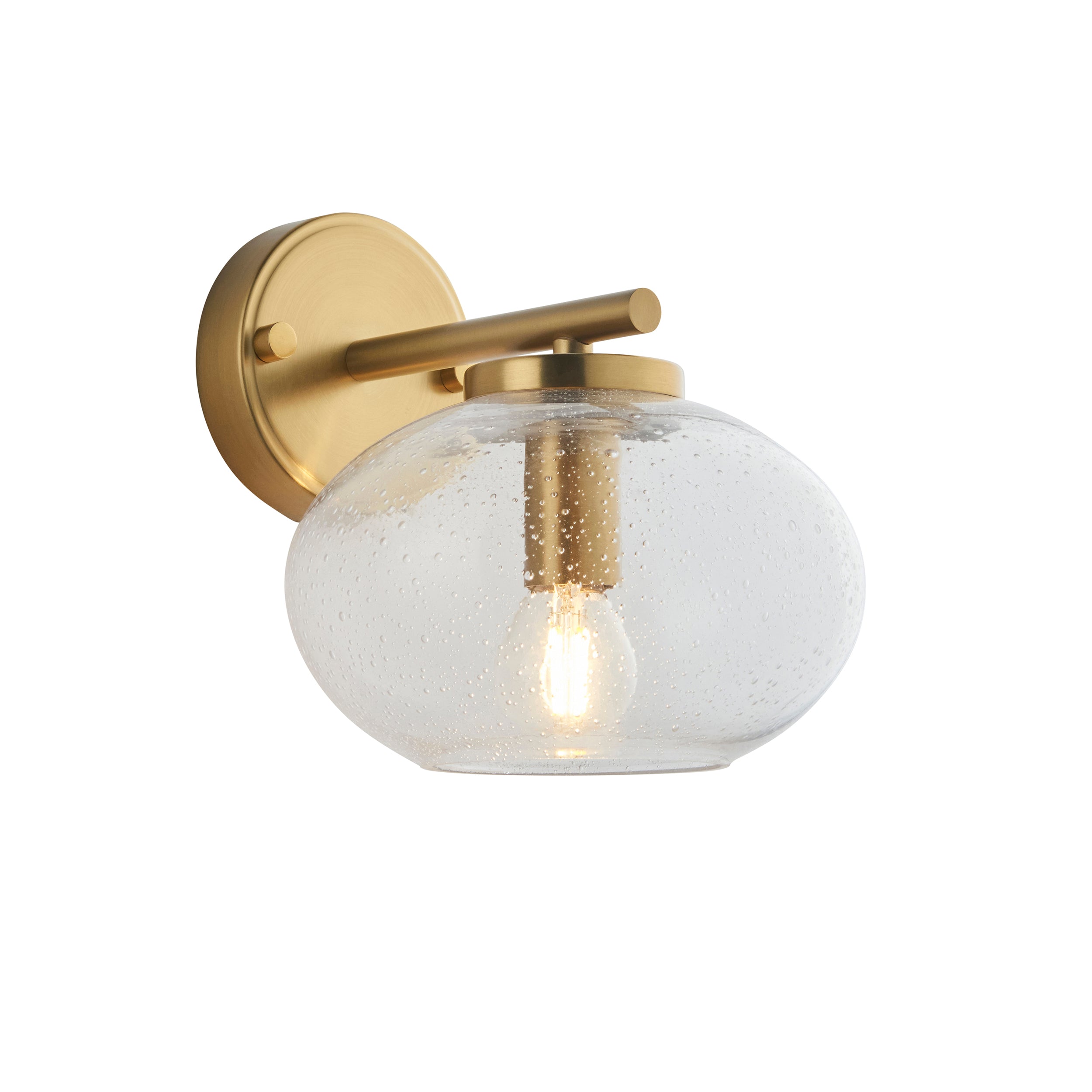 Endon Jacob Wall Light - Warm Brass Plate & Clear Bubble Glass
