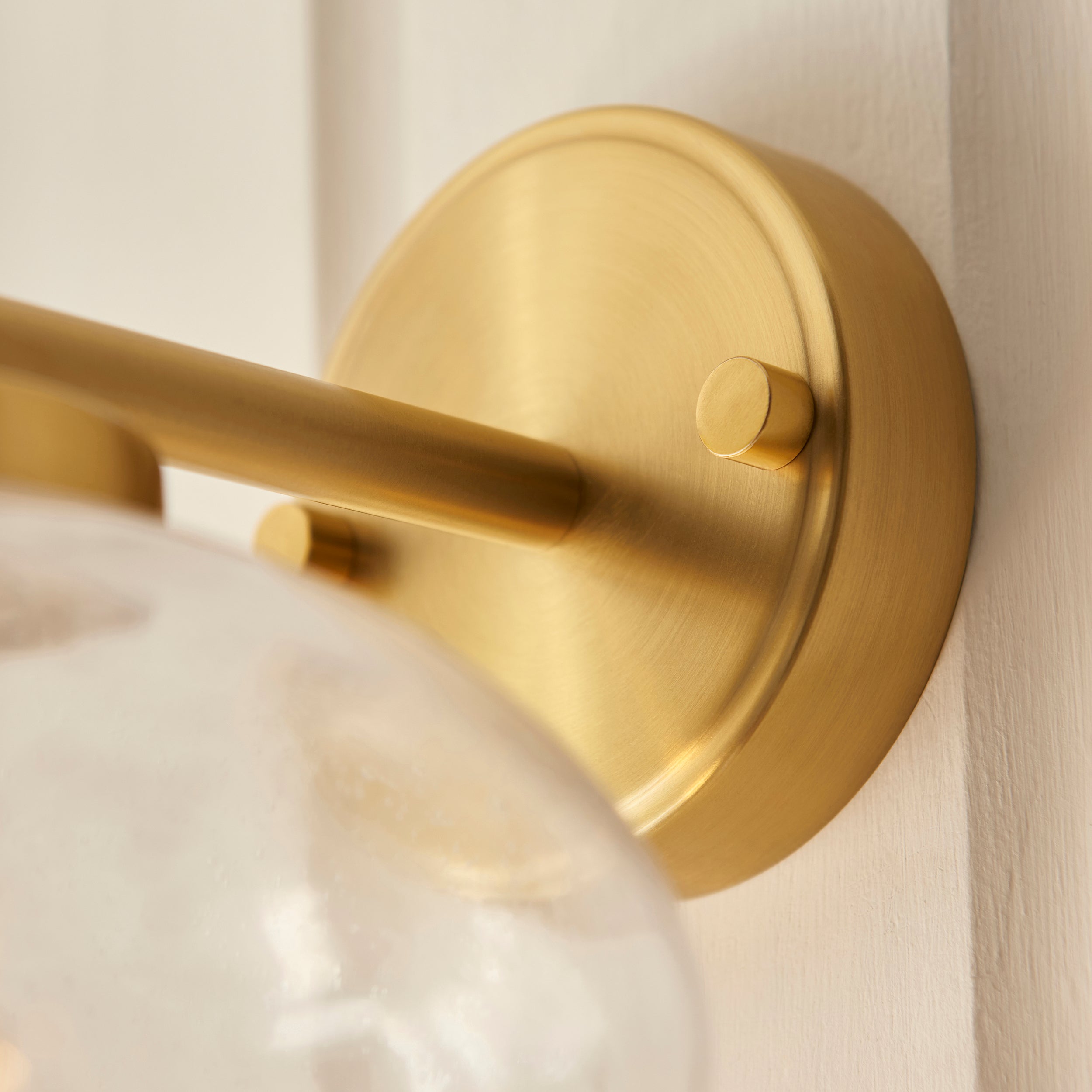 Endon Jacob Wall Light - Warm Brass Plate & Clear Bubble Glass
