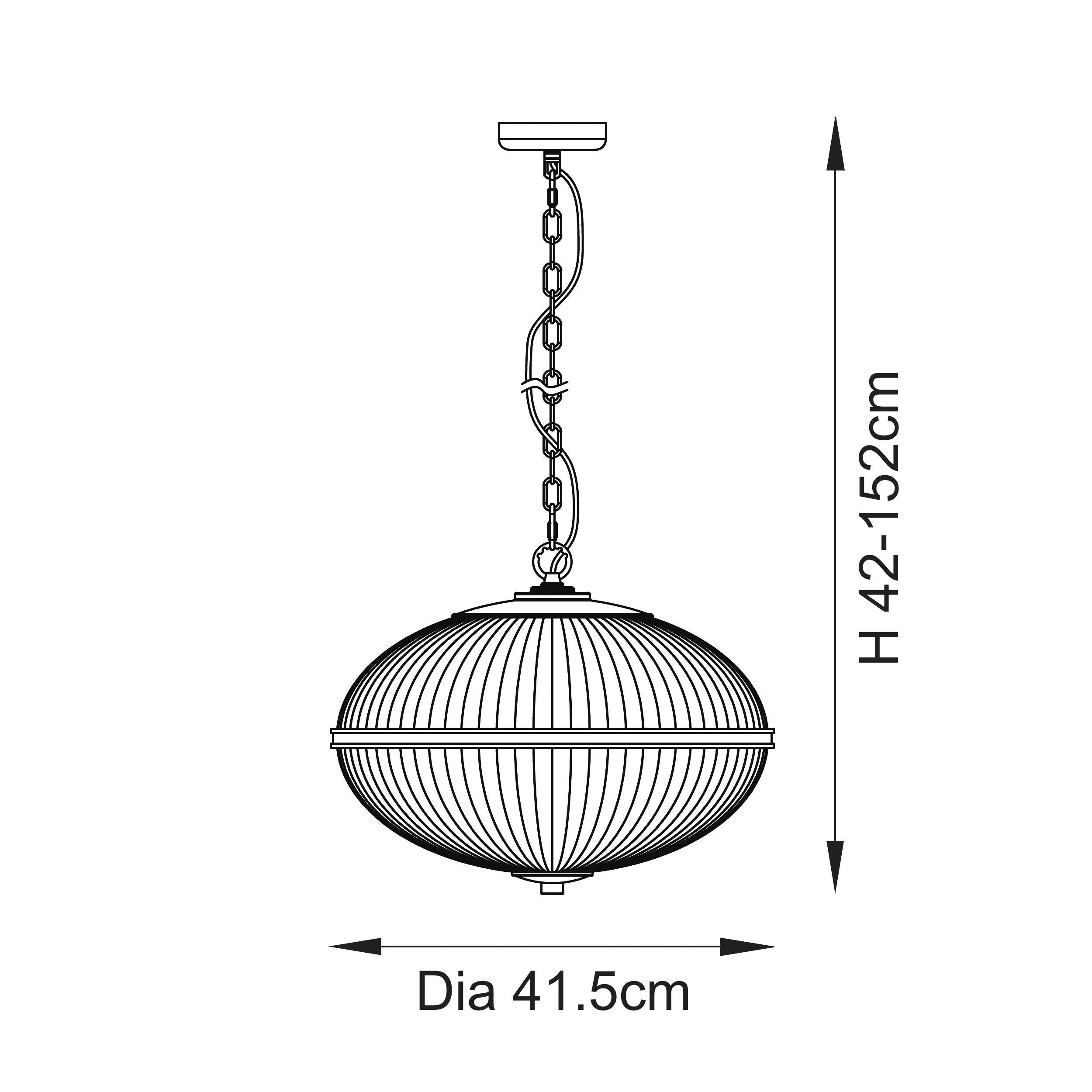 Endon Somerset 3 Light Pendant - Vintage Brass Finish & Clear Ribbed Glass
