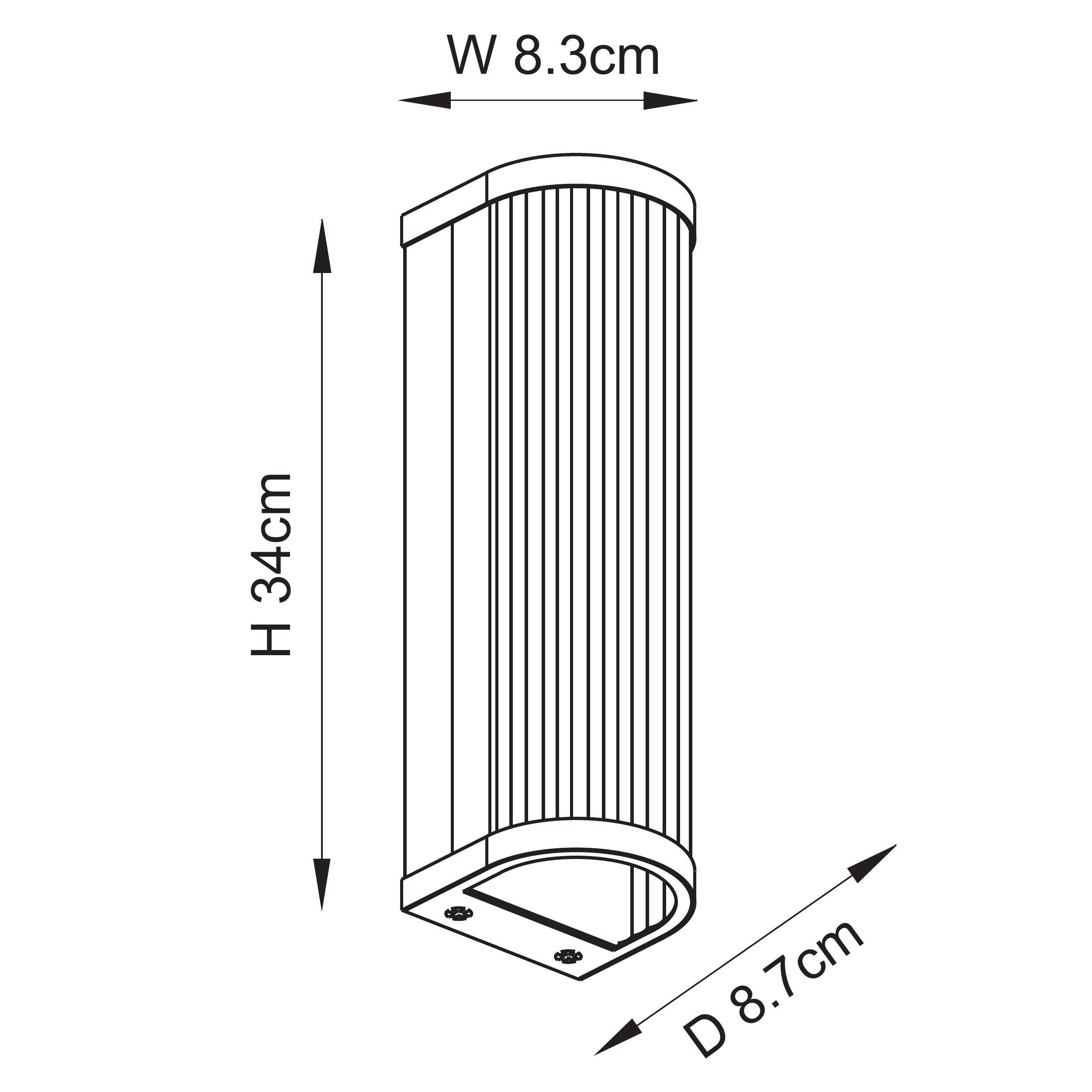 Endon Ridgeton 2 Light Wall Light - Antique Brass Plate & Clear Ribbed Glass