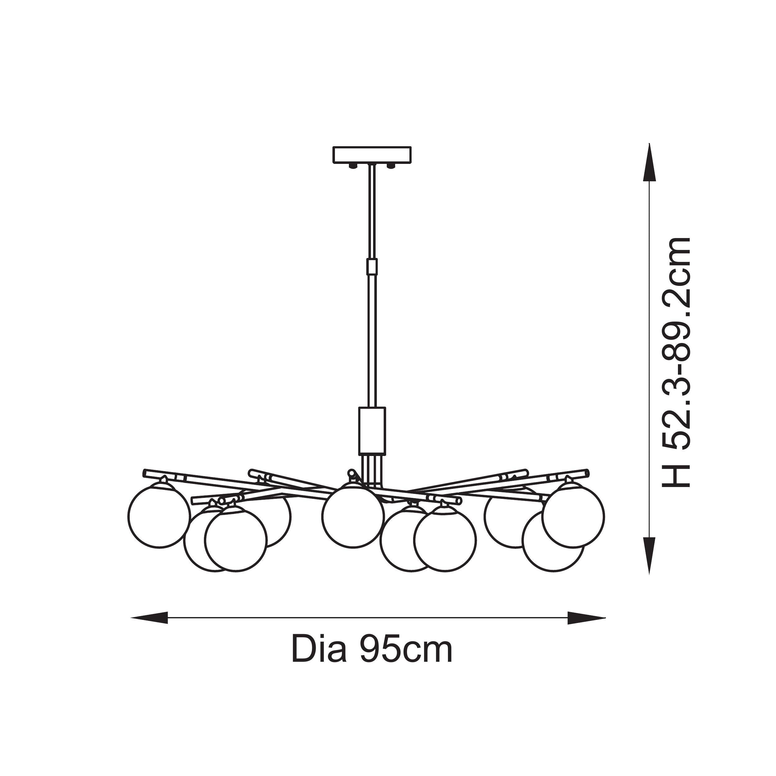 Endon Aaron 10 Light Pendant - Brushed Aged Brass Plate & Matt Opal Glass