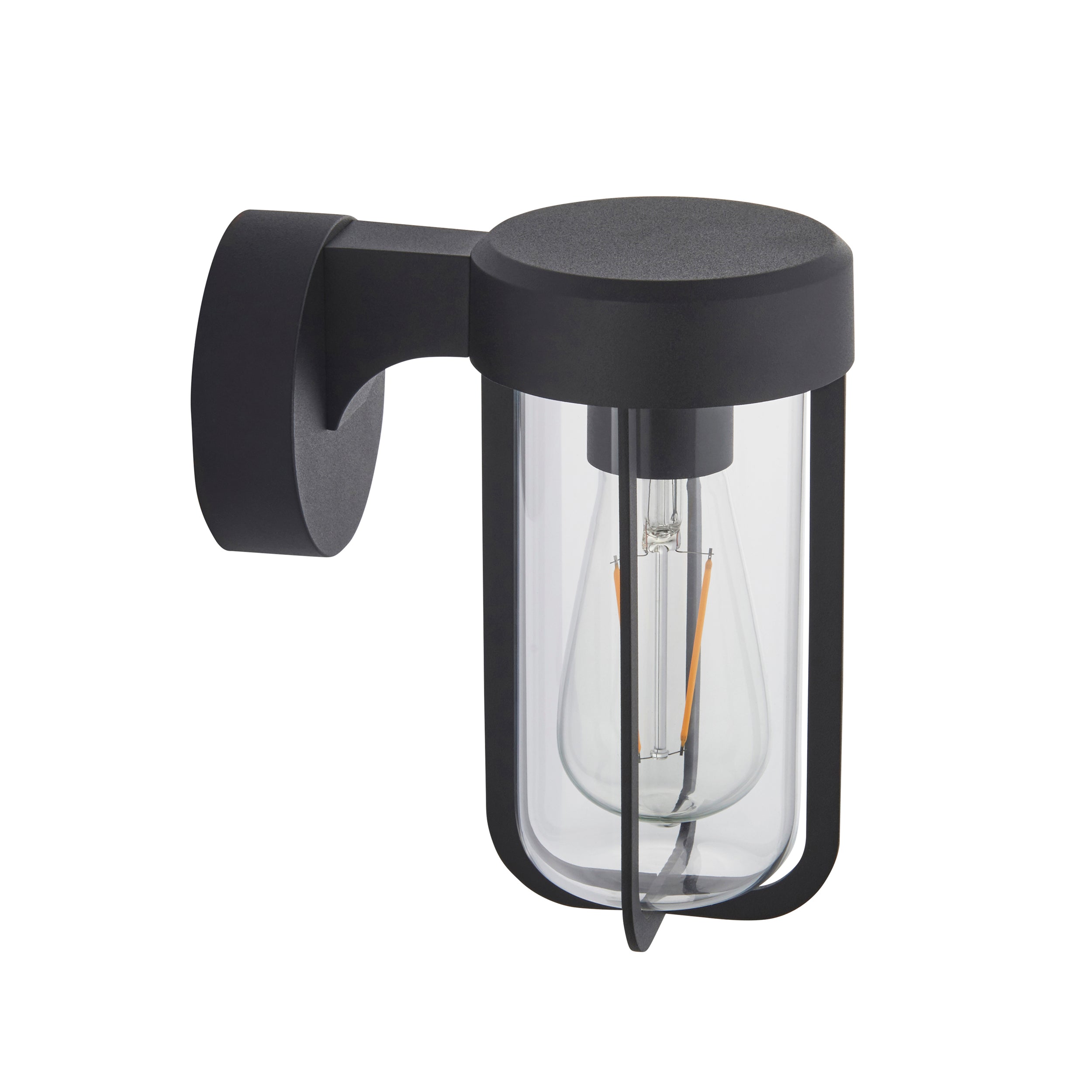 Endon Lucca Wall Light - Textured Black & Clear Glass