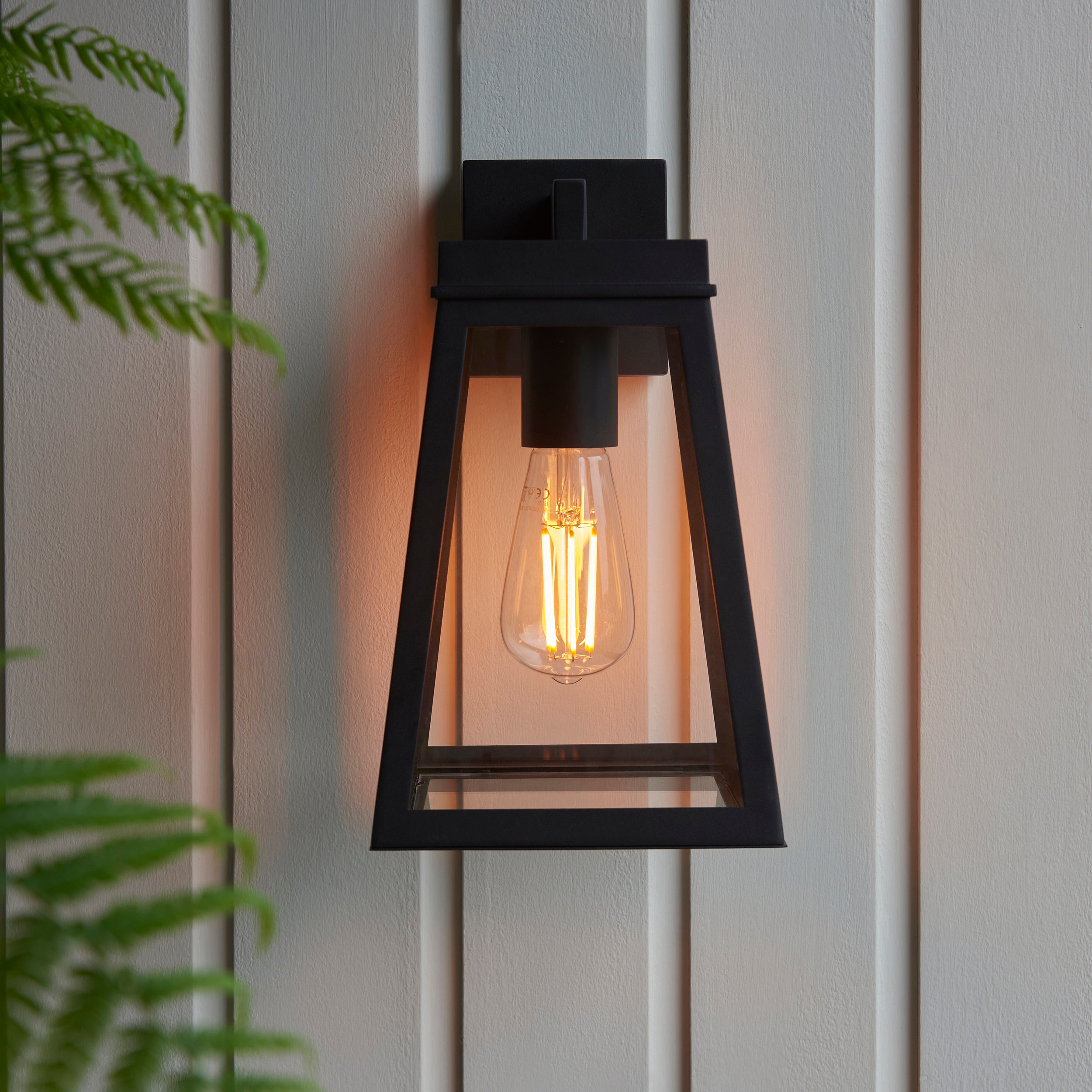 Endon Lymington Wall Light - Textured Black & Clear Glass