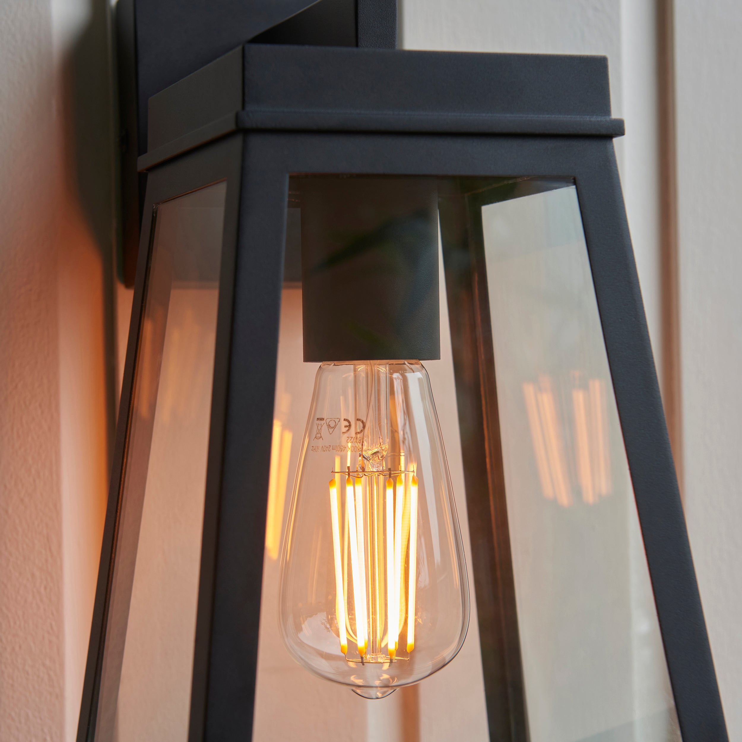 Endon Lymington Wall Light - Textured Black & Clear Glass