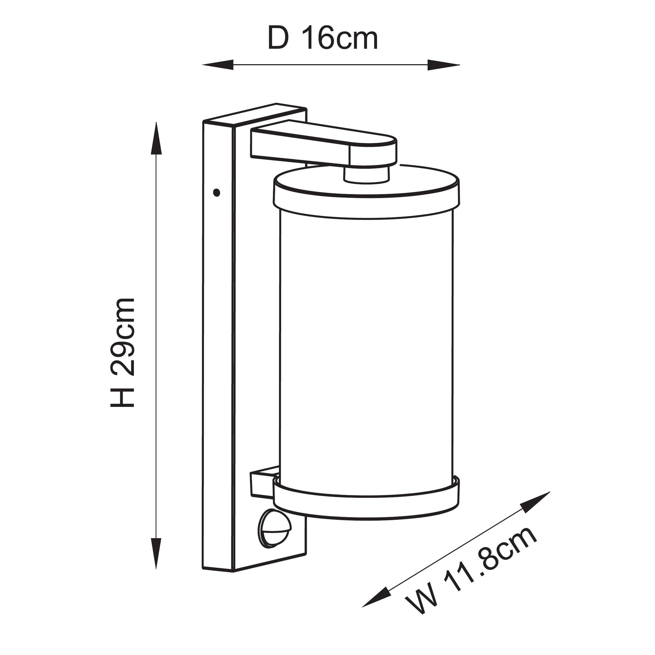 Endon Newcombe Pir Wall Light - Matt Black & Clear Ribbed Glass