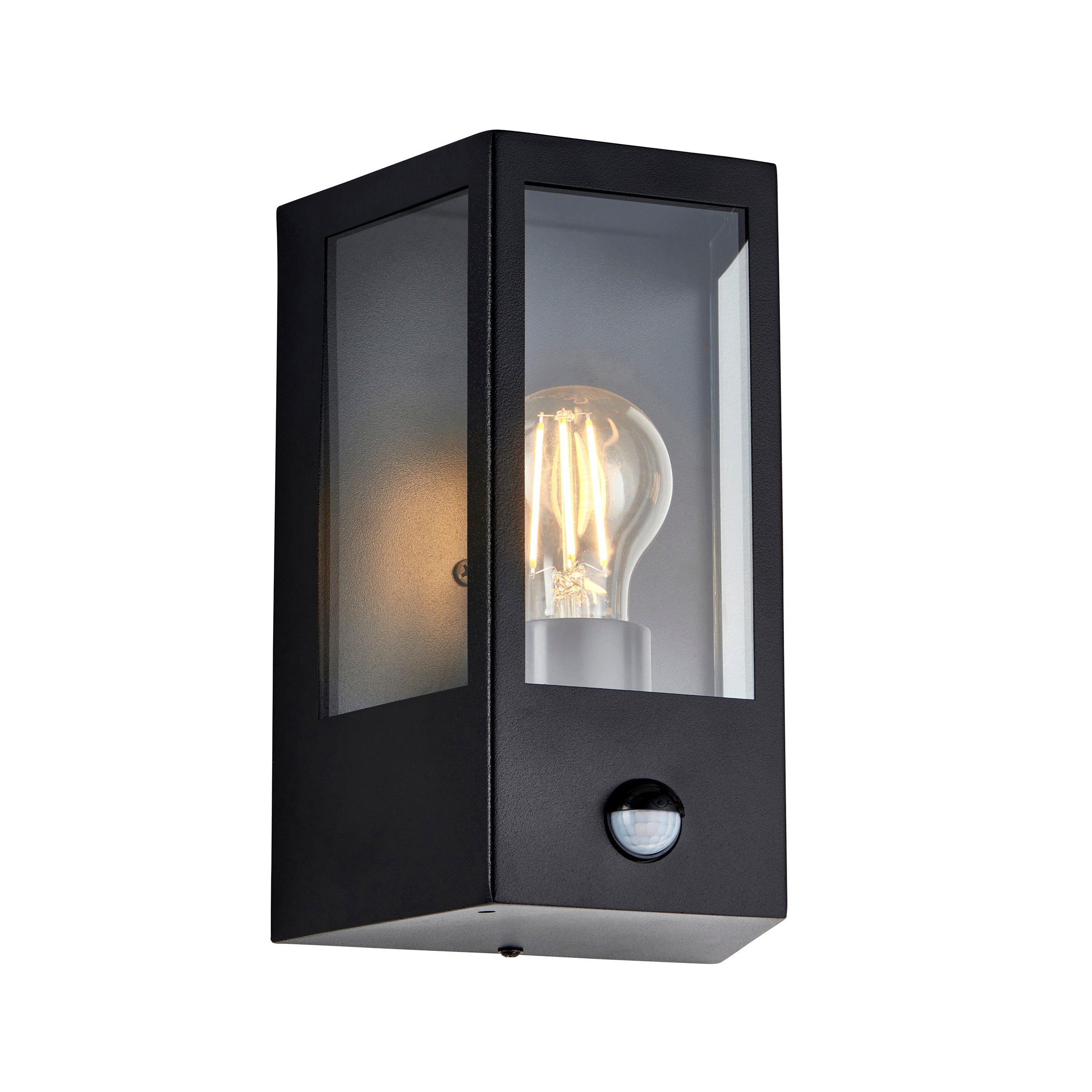 Endon Huntington Pir Wall Light - Matt Black & Clear Glass