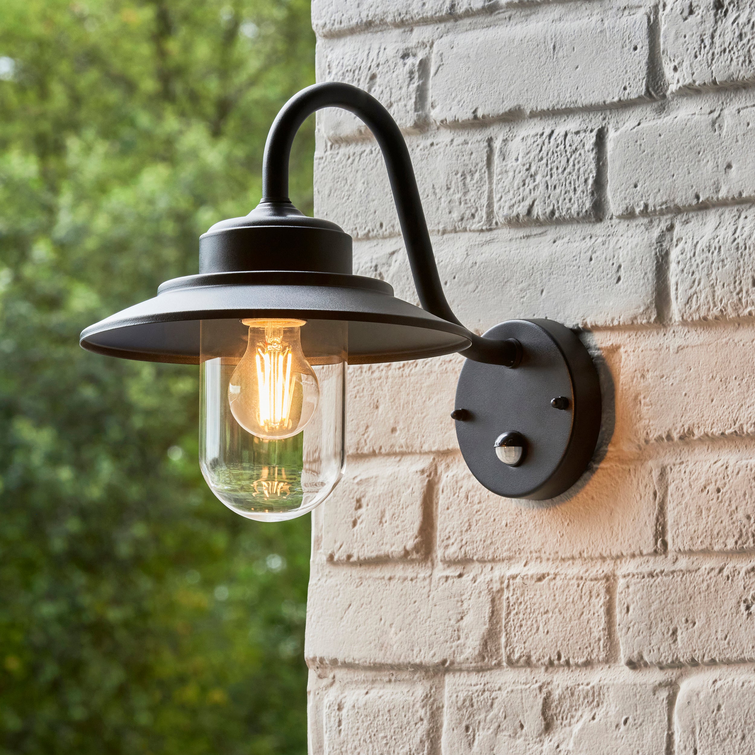 Endon Thornton Pir Wall Light - Matt Black & Clear Glass