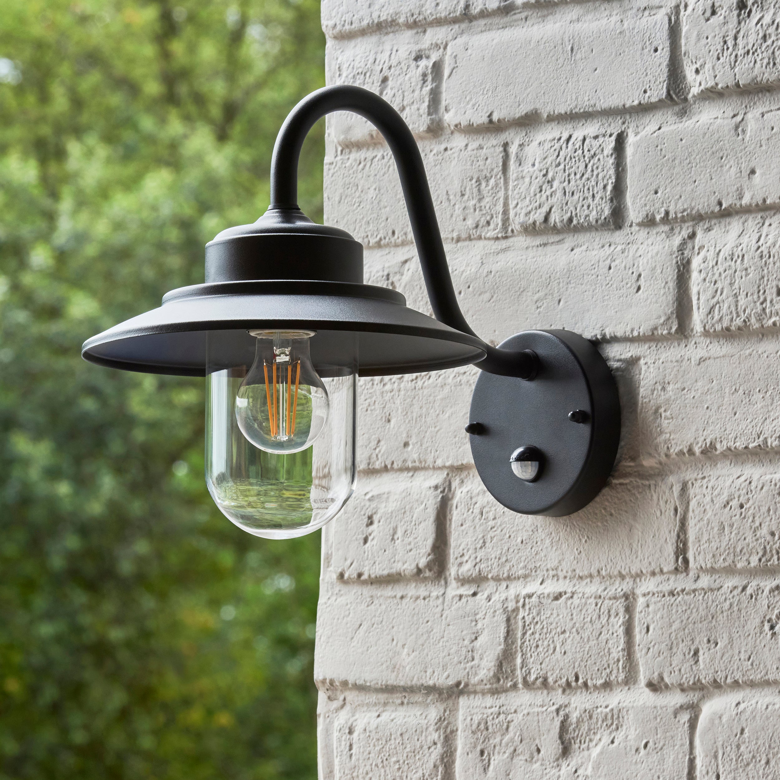 Endon Thornton Pir Wall Light - Matt Black & Clear Glass