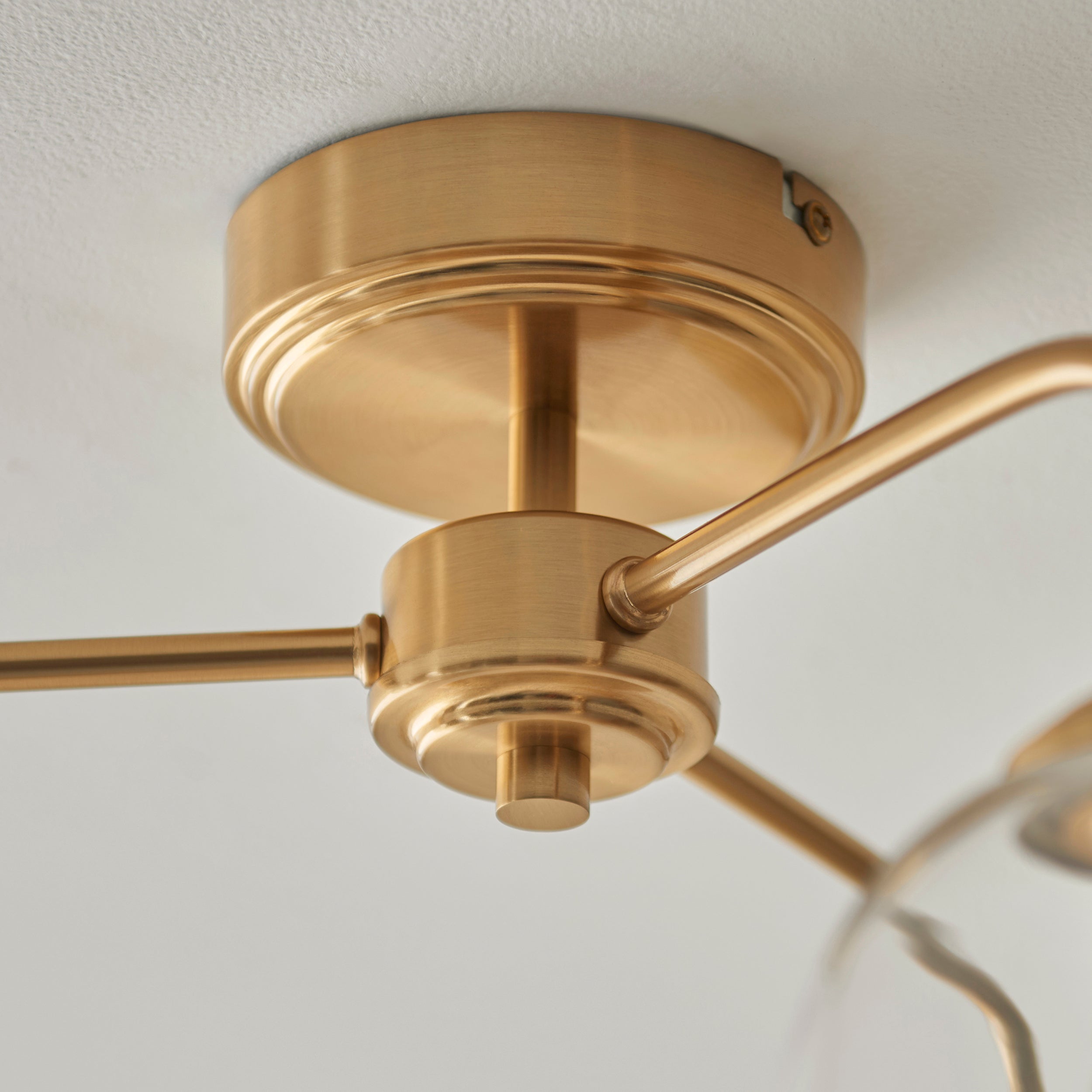 Endon Ashcroft 3 Light Semi Flush Ceiling Light - Brushed Aged Brass Plate & Clear Glass