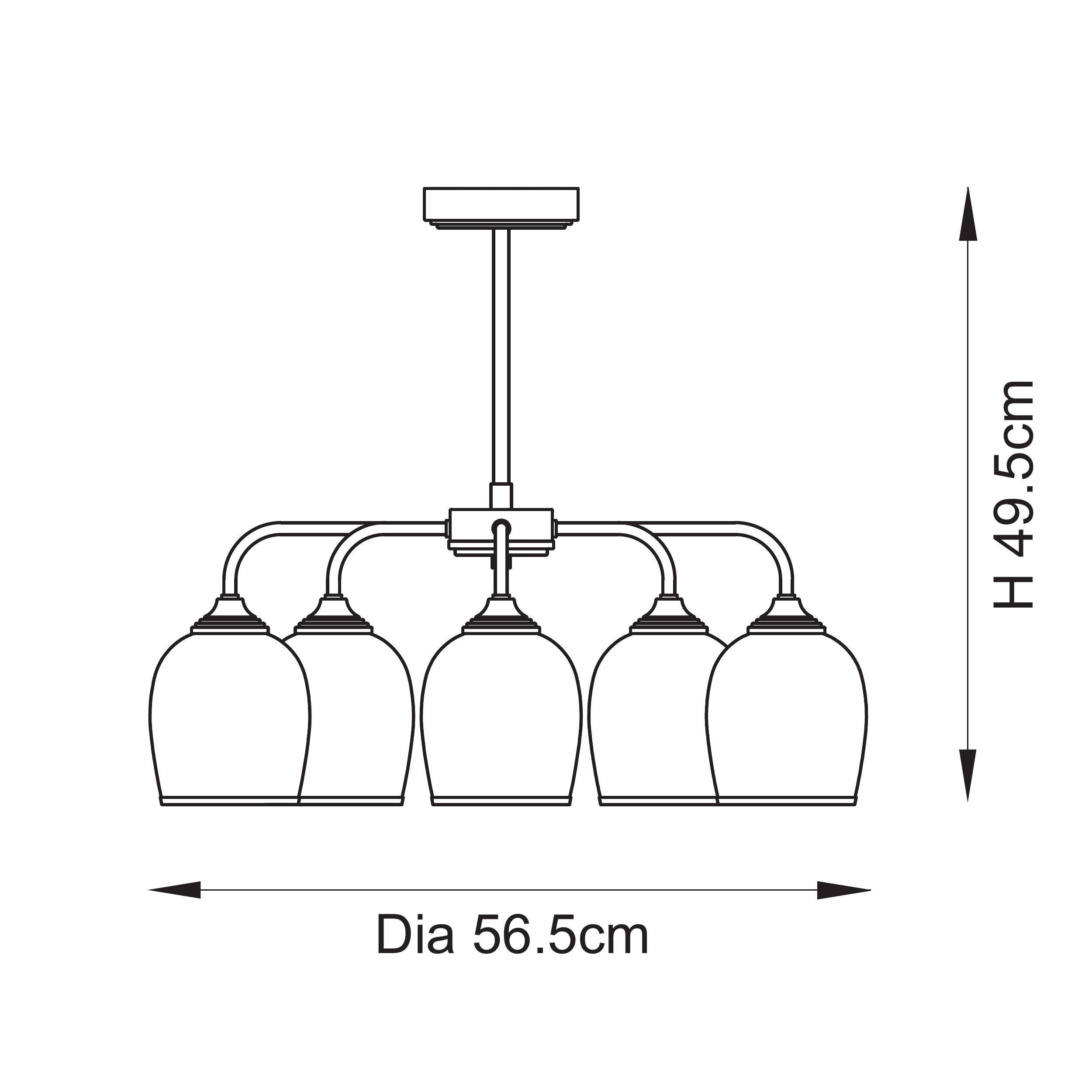 Endon Ashcroft 5 Light Pendant - Brushed Aged Brass Plate & Clear Glass