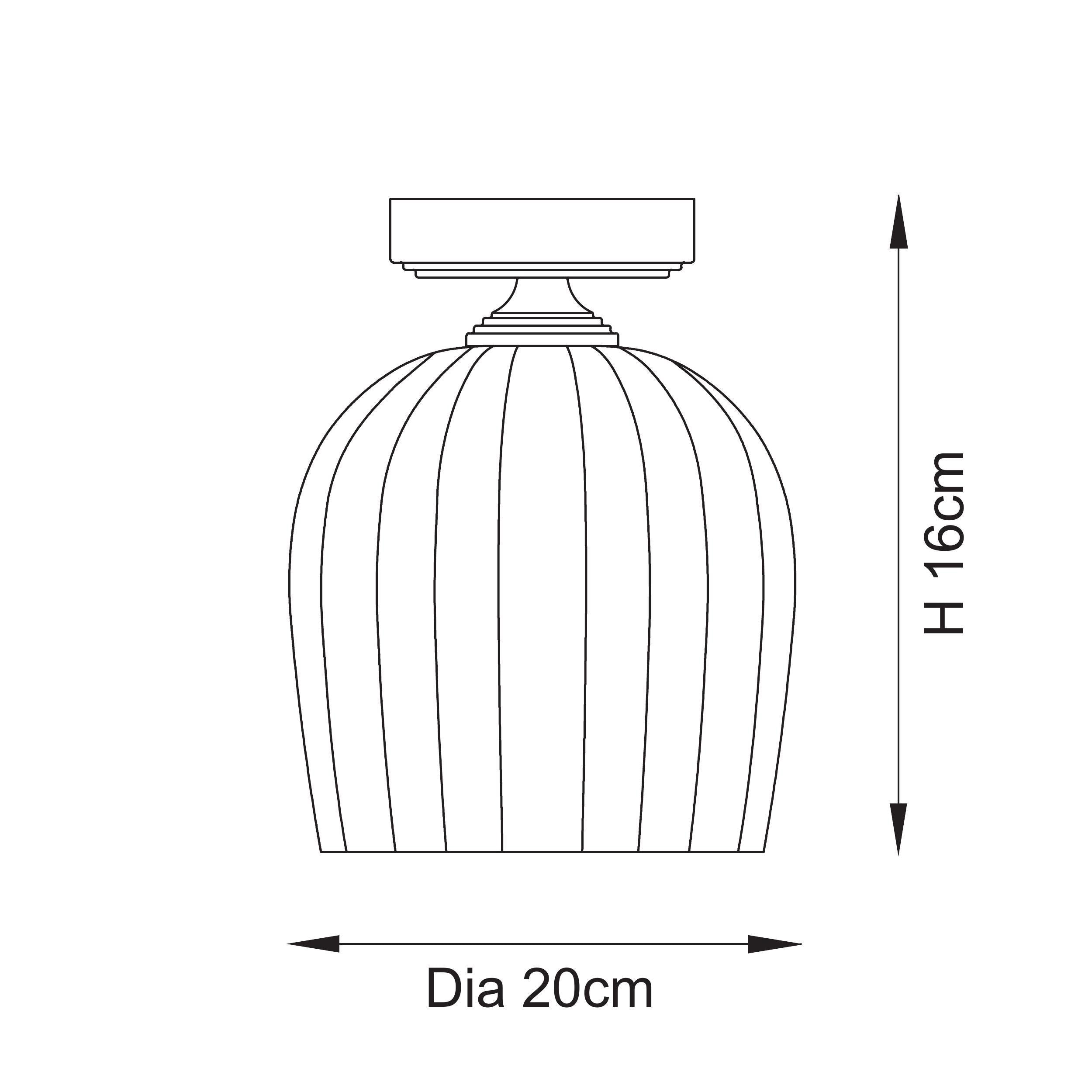 Endon Ashcroft Ribbed Flush Ceiling Light - Brushed Aged Brass Plate & Clear Ribbed Glass