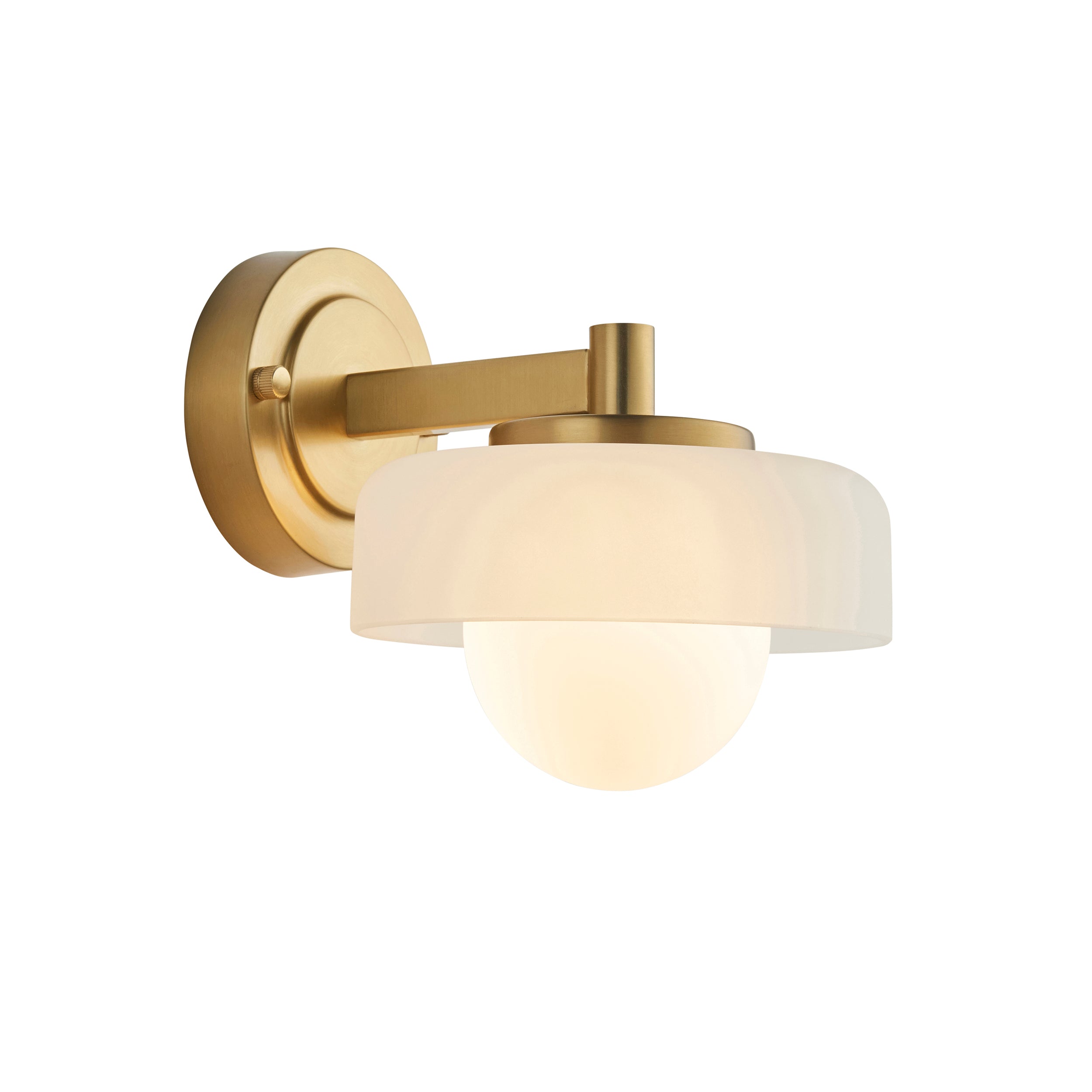 Endon Boss Wall Light - Brushed Aged Brass Plate With Frosted & Opal Glass