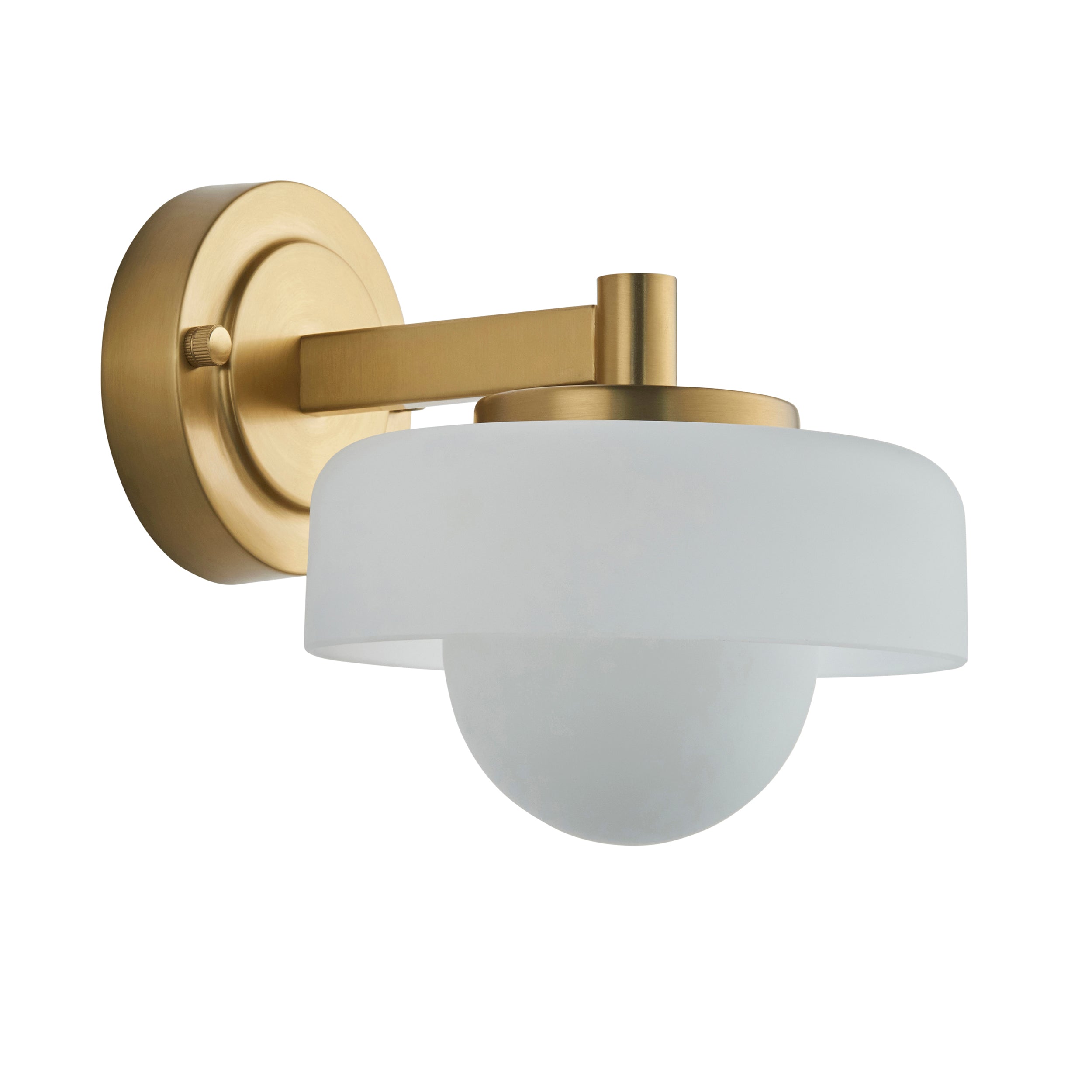 Endon Boss Wall Light - Brushed Aged Brass Plate With Frosted & Opal Glass