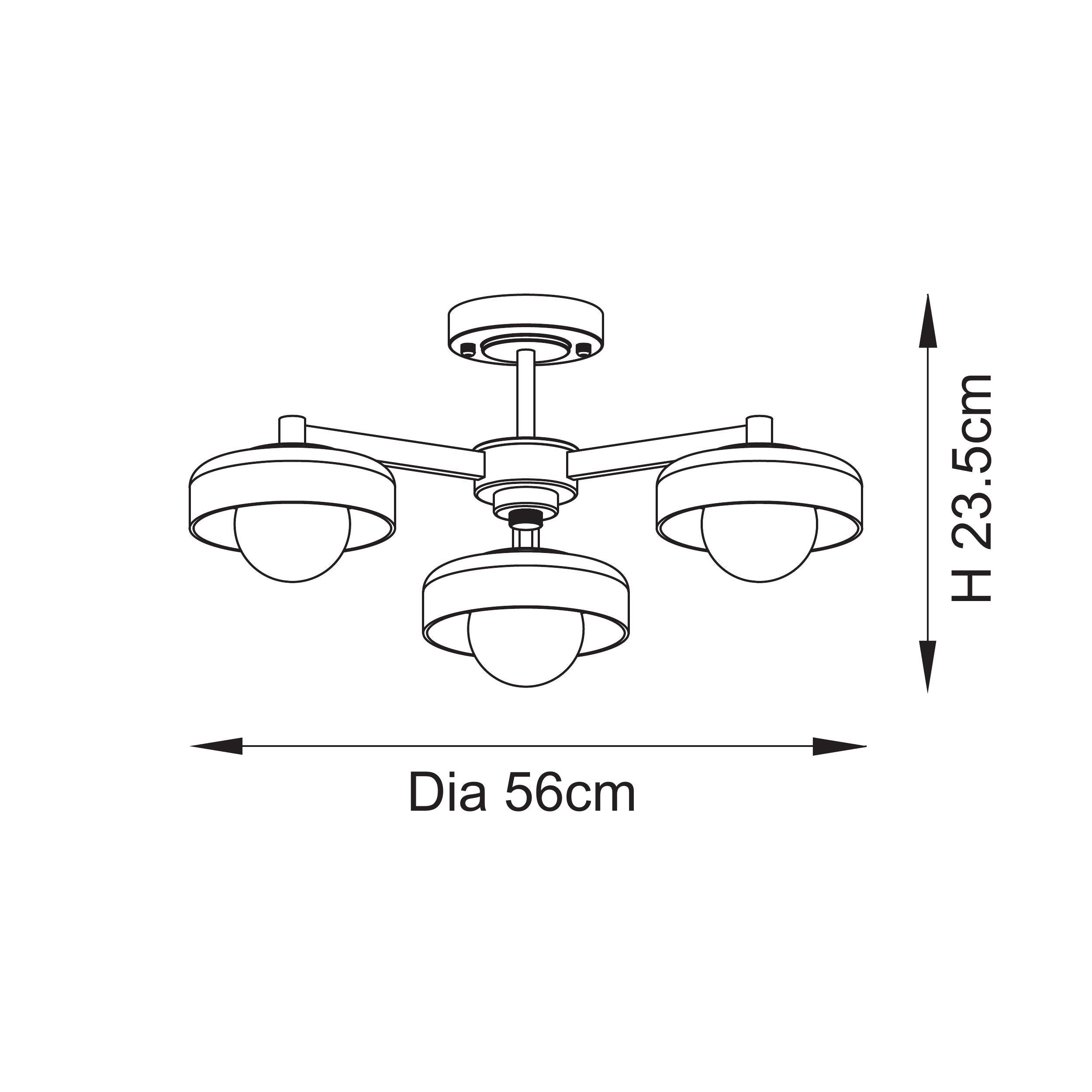 Endon Boss 3 Light Semi Flush Ceiling Light - Brushed Aged Brass Plate With Frosted & Opal Glass