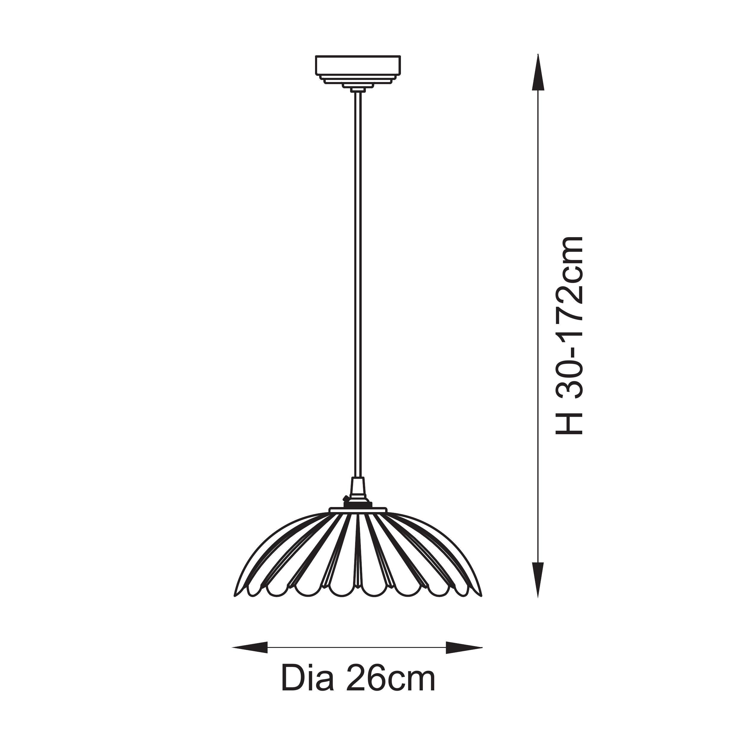 Endon Eltham & Camellia Pendant - Clear Glass, Brushed Aged Brass Plate & Black Braided Flex