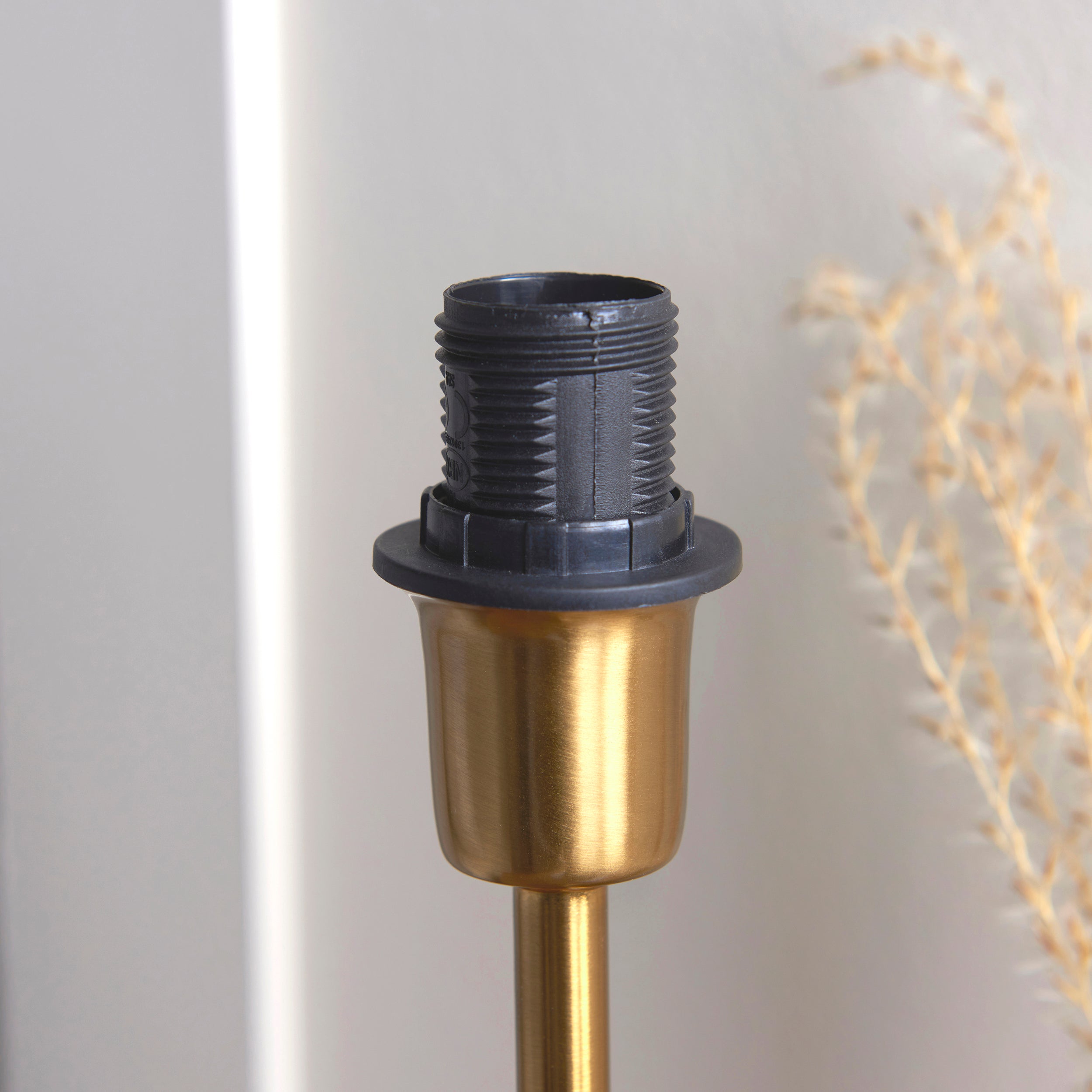 Endon Rise & Ikat 16Cm Table Lamp - Vintage Brass Finish & Pearl Grey Fabric