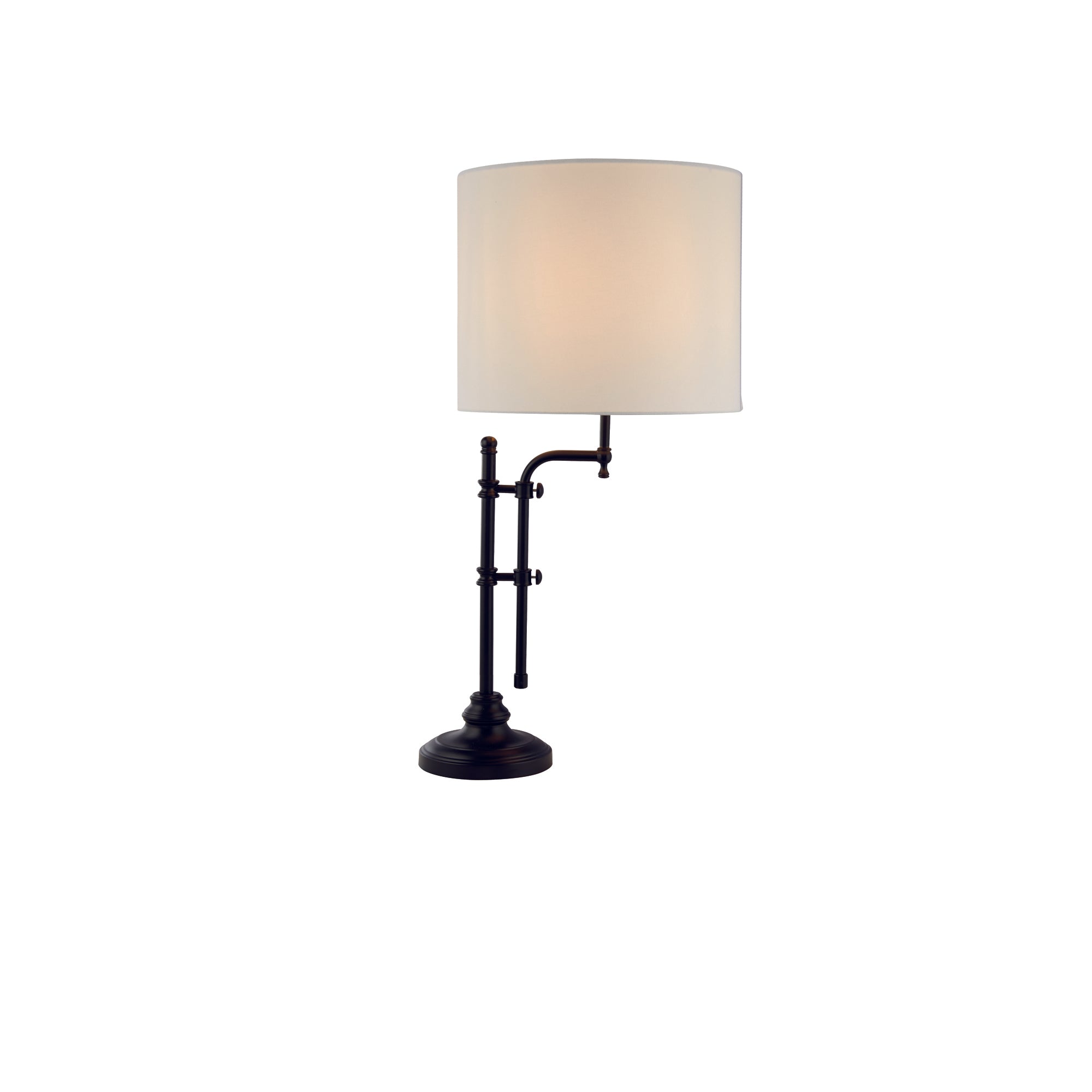 Searchlight Miles Adjustable Table Lamp - Matt Black & Linen Shade