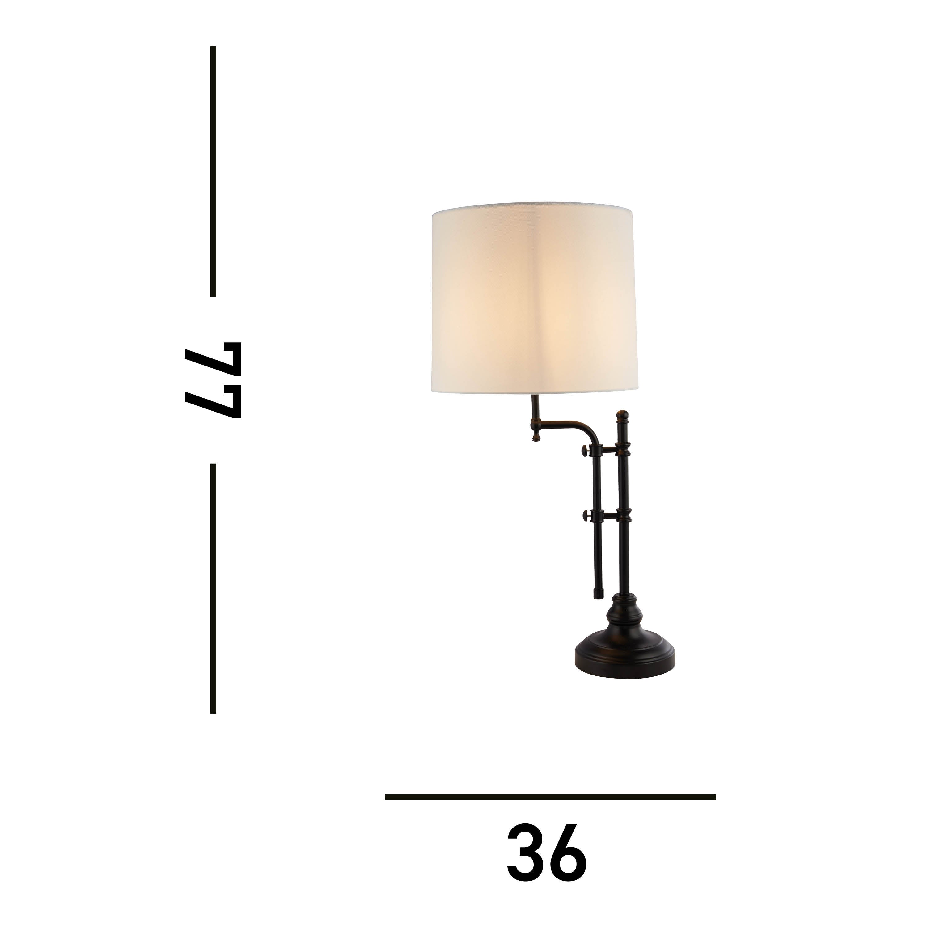 Searchlight Miles Adjustable Table Lamp - Matt Black & Linen Shade