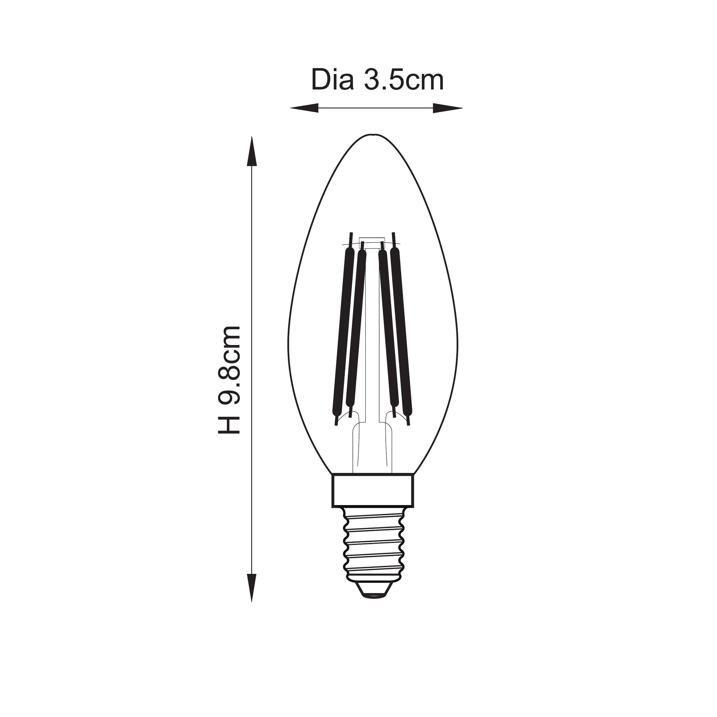 Endon White Filament E14 LED Candle - Non Dimmable Bulb