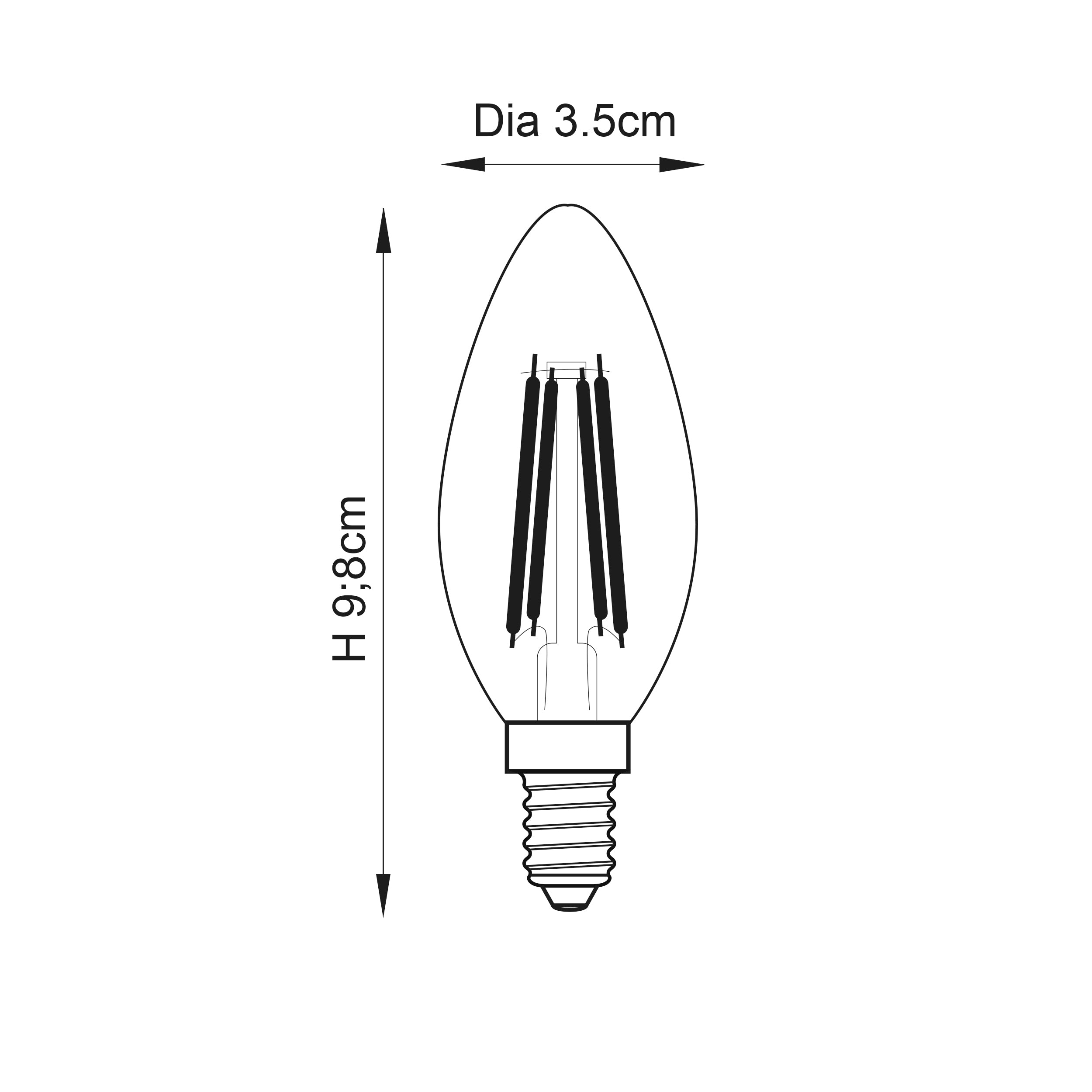 Endon Ultra Efficient Class A E14 LED Filament Candle - Non Dimmable Bulb