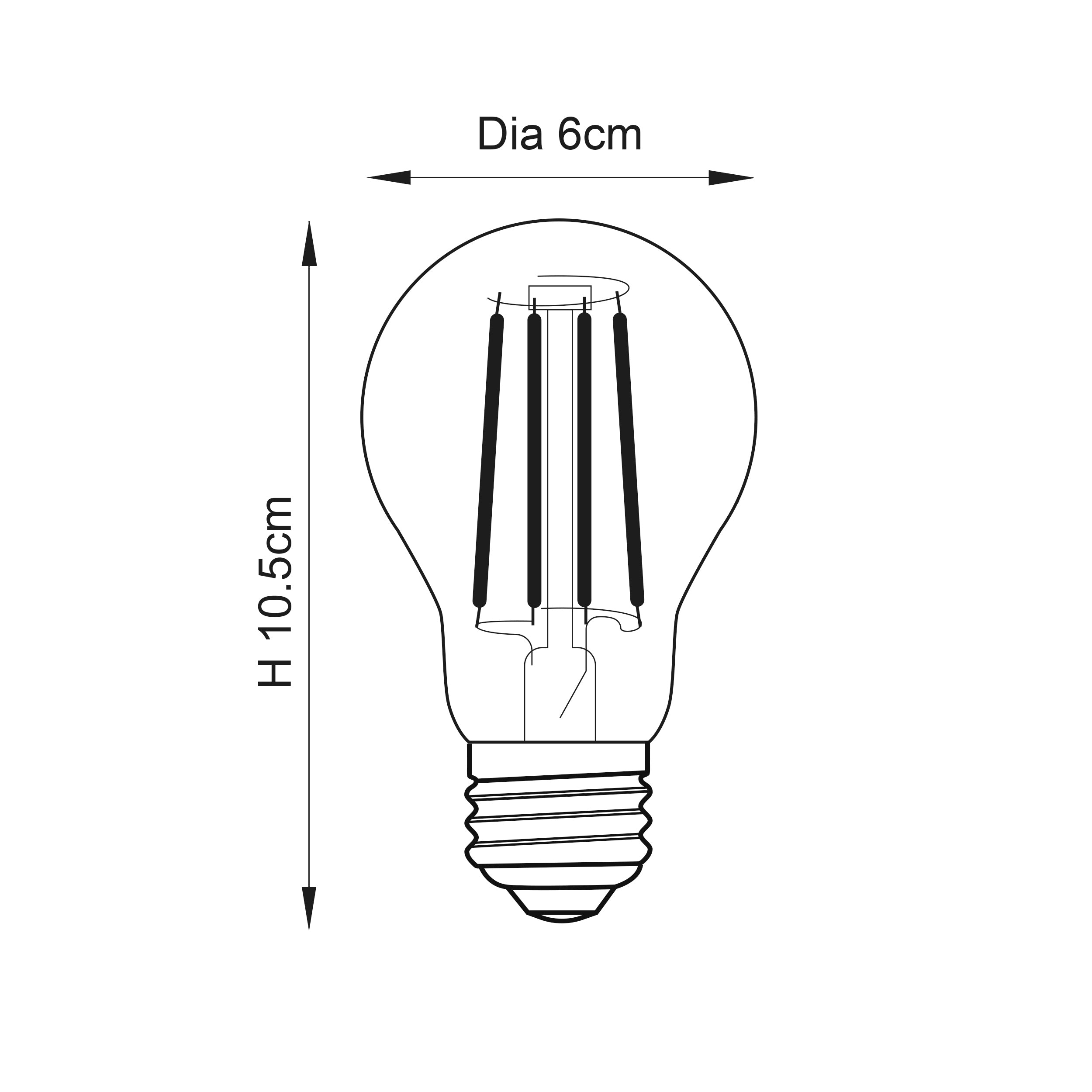 Endon Ultra Efficient Class A E27 LED Filament GLS - Non Dimmable Bulb
