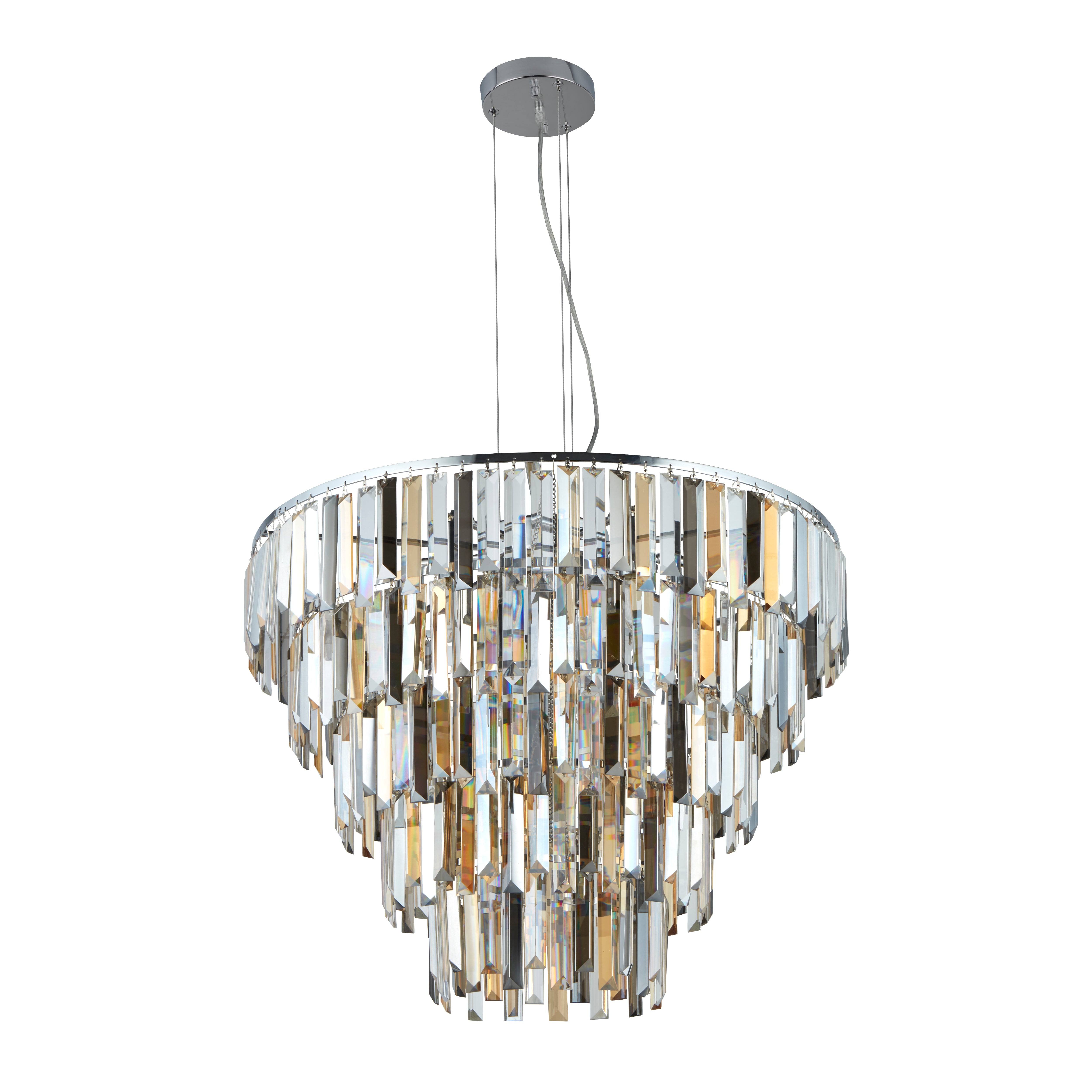Searchlight Carlingford 9 Light Ceiling Pendant - Chrome & Glass Prisms