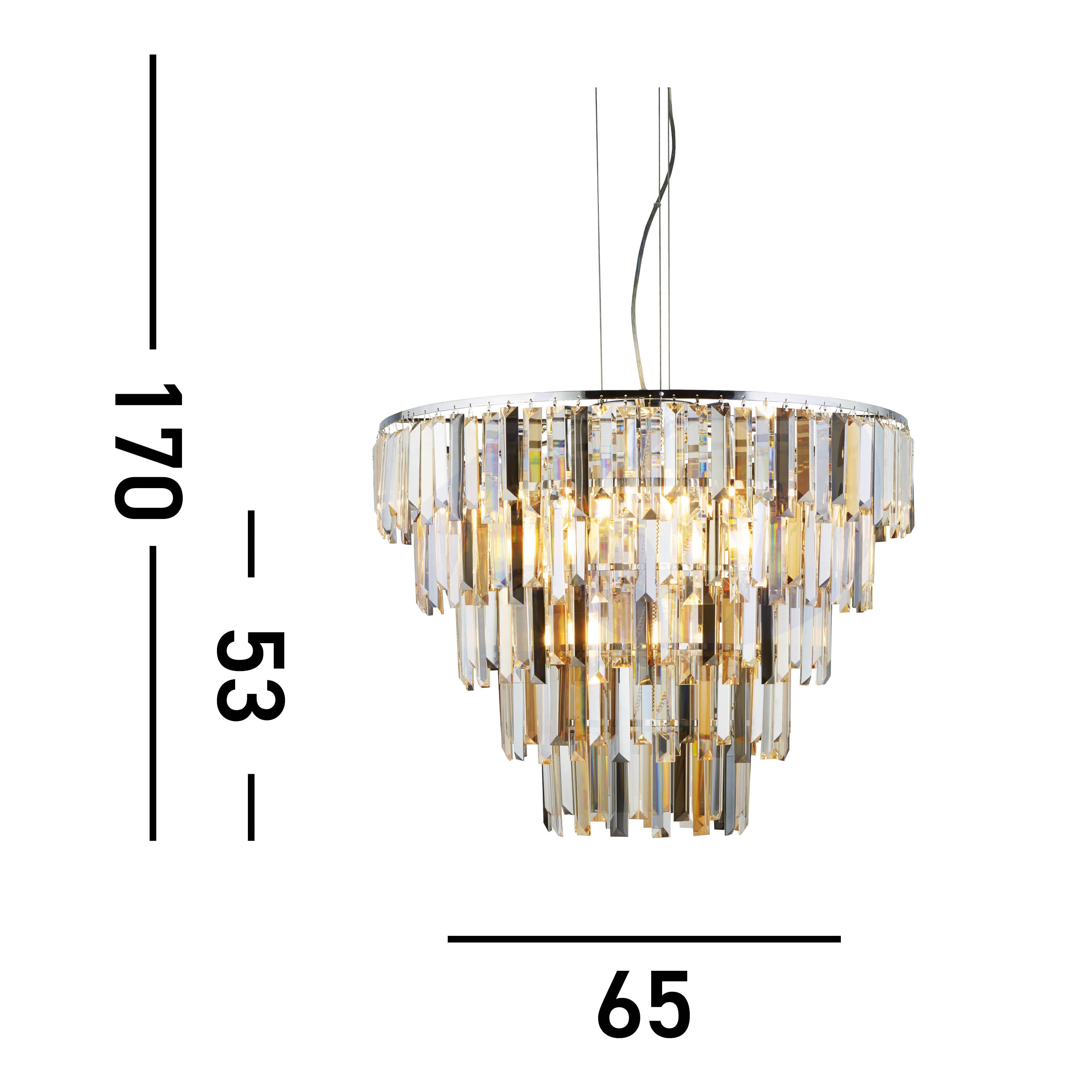 Searchlight Carlingford 9 Light Ceiling Pendant - Chrome & Glass Prisms