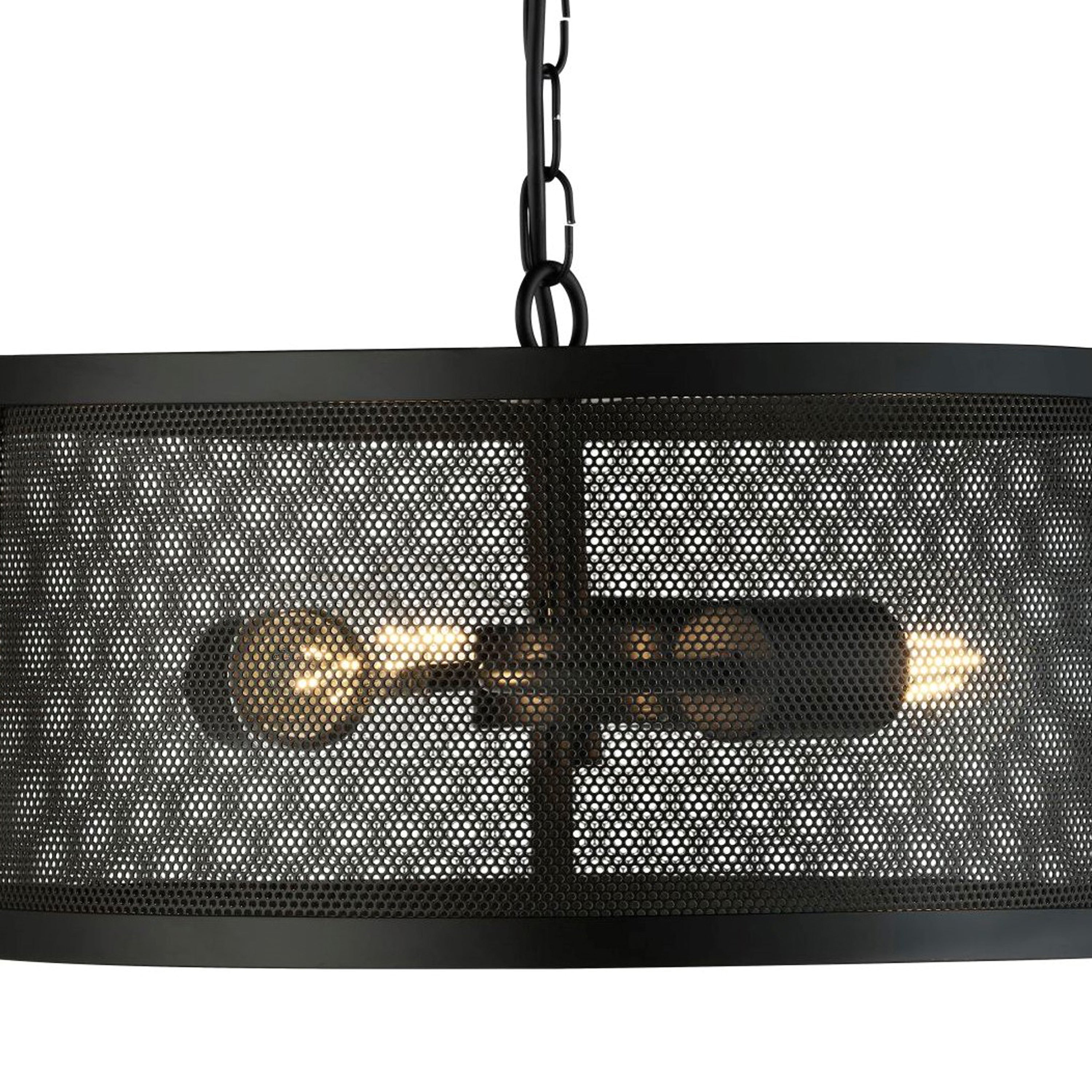 Searchlight Falkner 3 Light Drum Pendant Matt Black