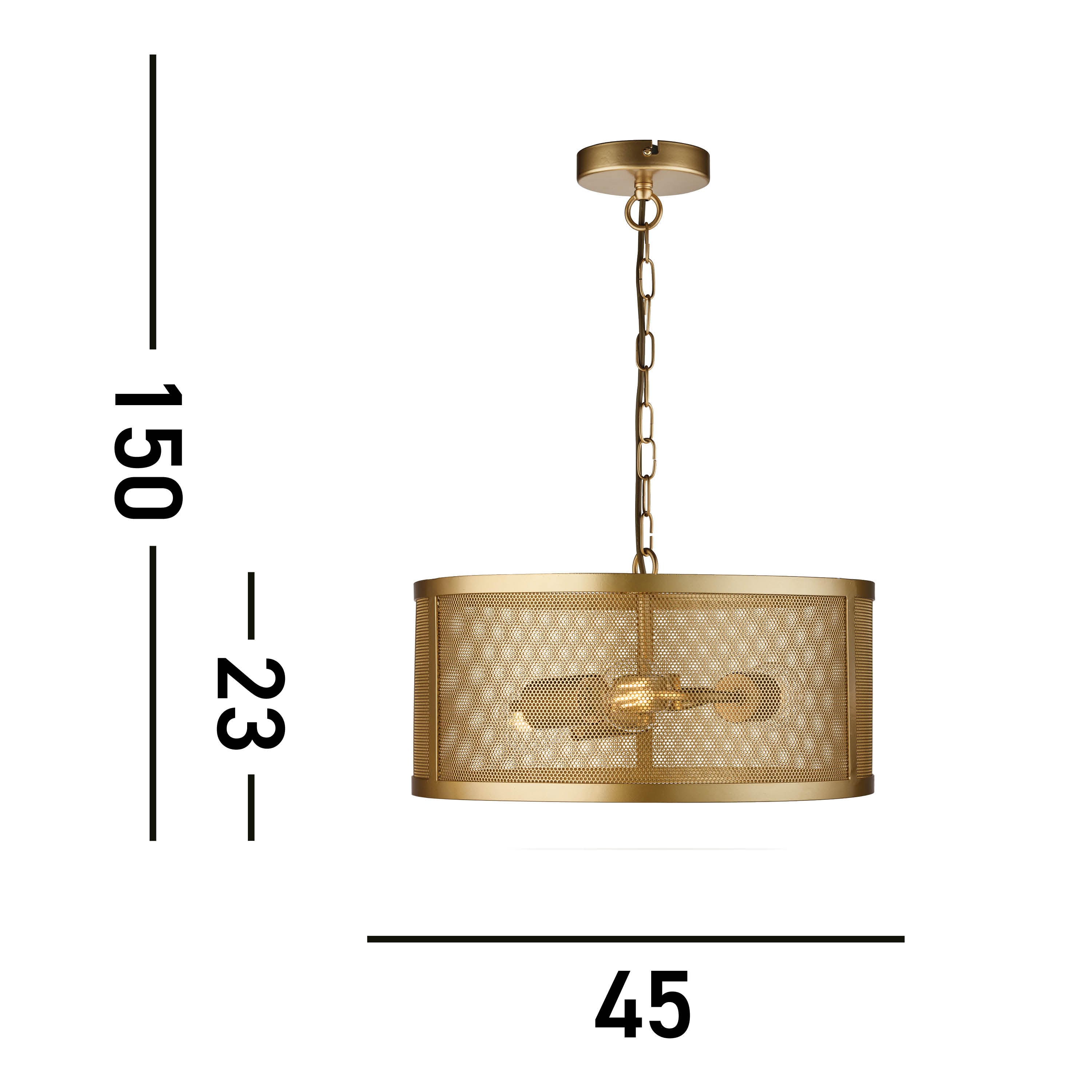 Searchlight Falkner 3 Light Drum Pendant Matt Gold