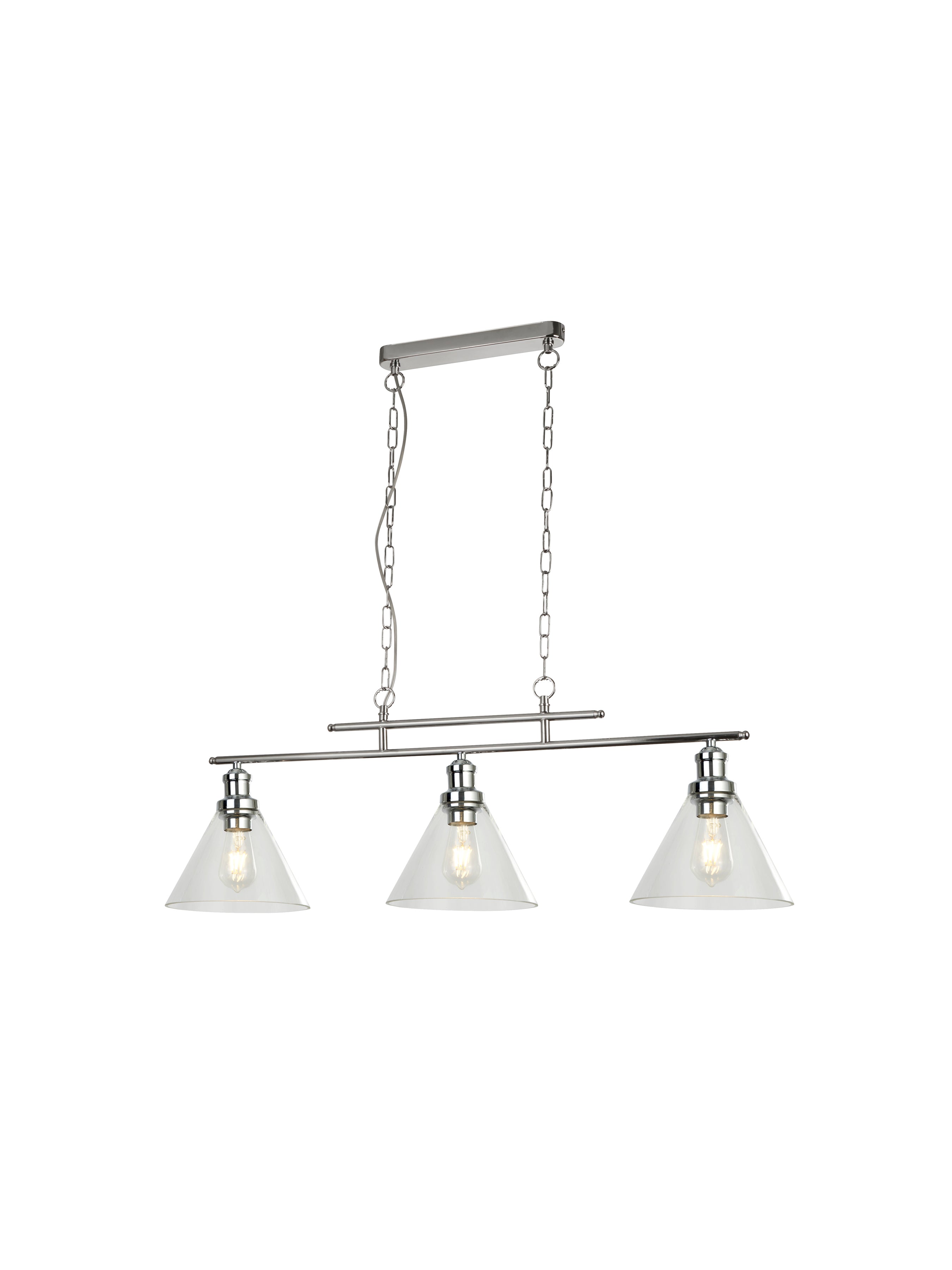 Searchlight Picton 3 Light Bar Pendant - Chrome Metal & Glass