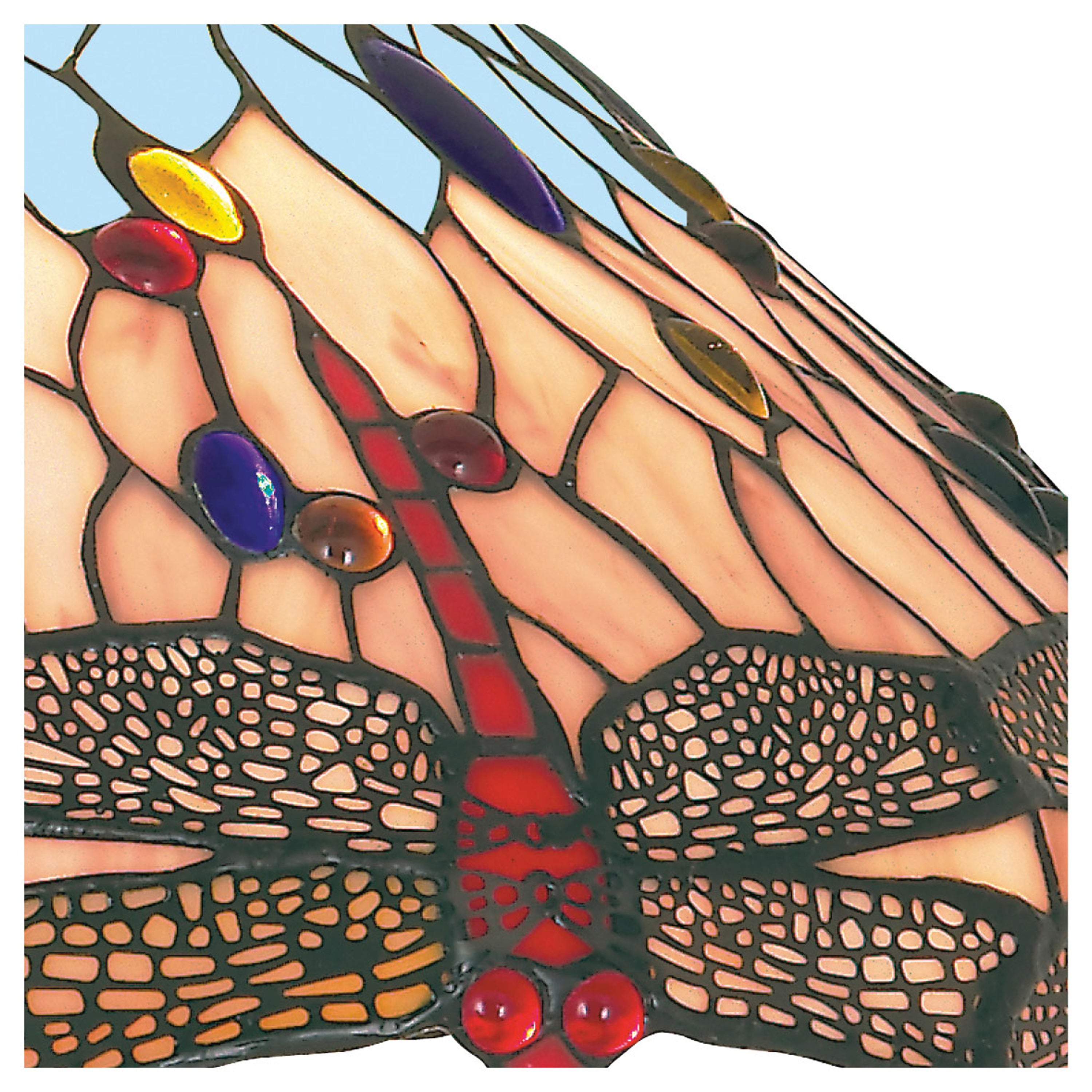 Searchlight Darwen Dragonfly - Single Pendant, Antique Brass, Tiffany Glass