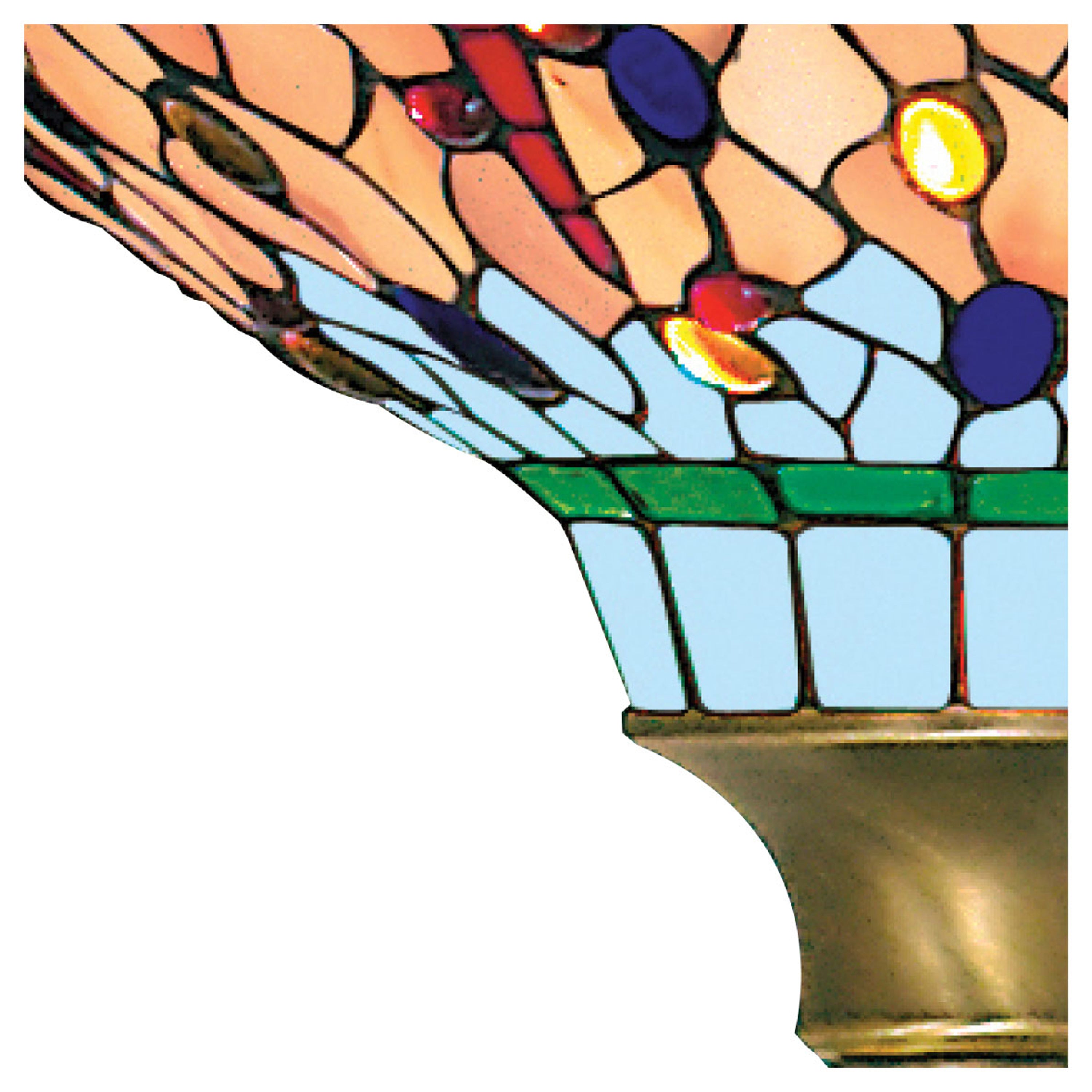Searchlight Aber Dragonfly Single Floor Lamp -Antique Brass &Tiffany Glass