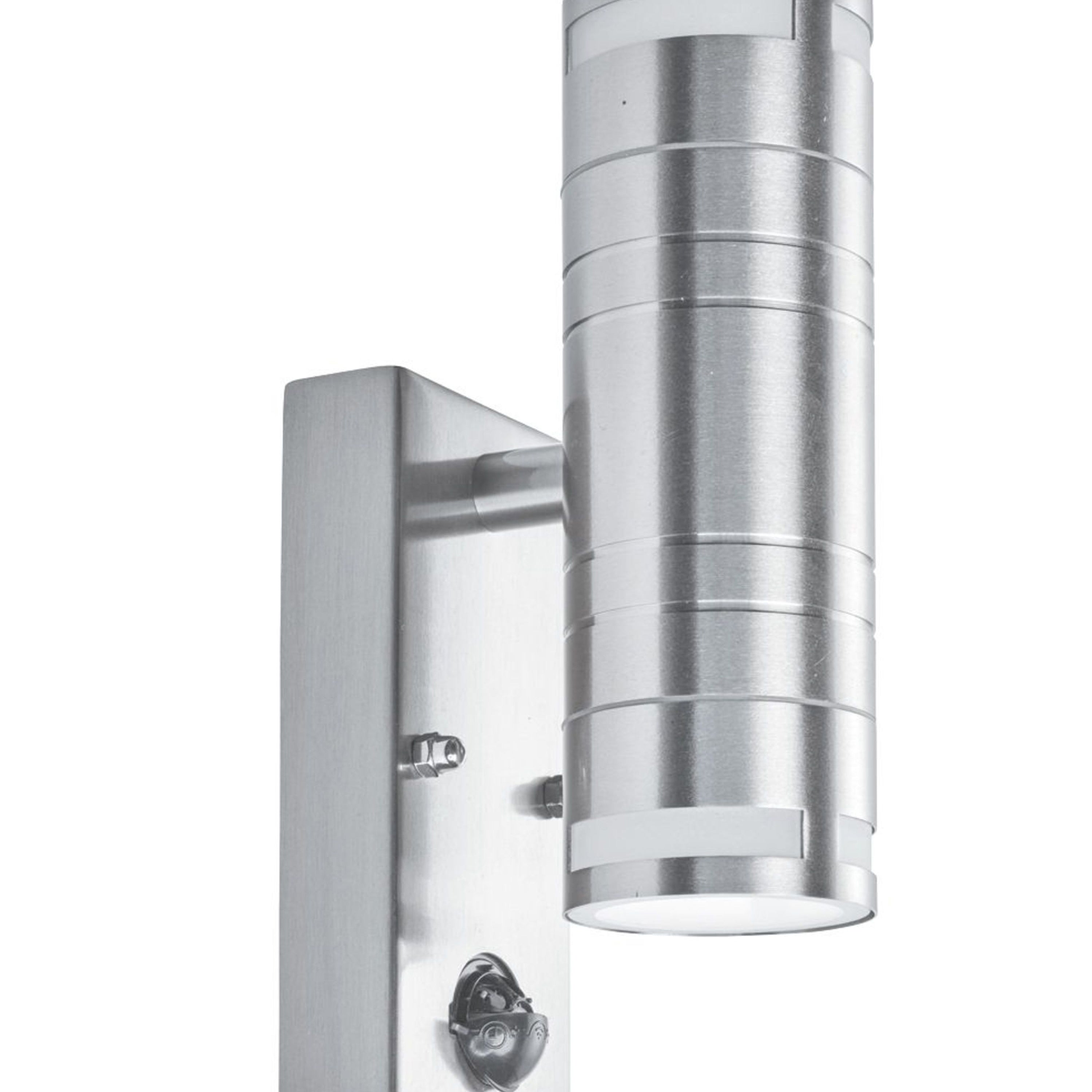 Searchlight Mela LED 2 Light Outdoor Wall Bracket with Sensor - Stainless Steel & Glass