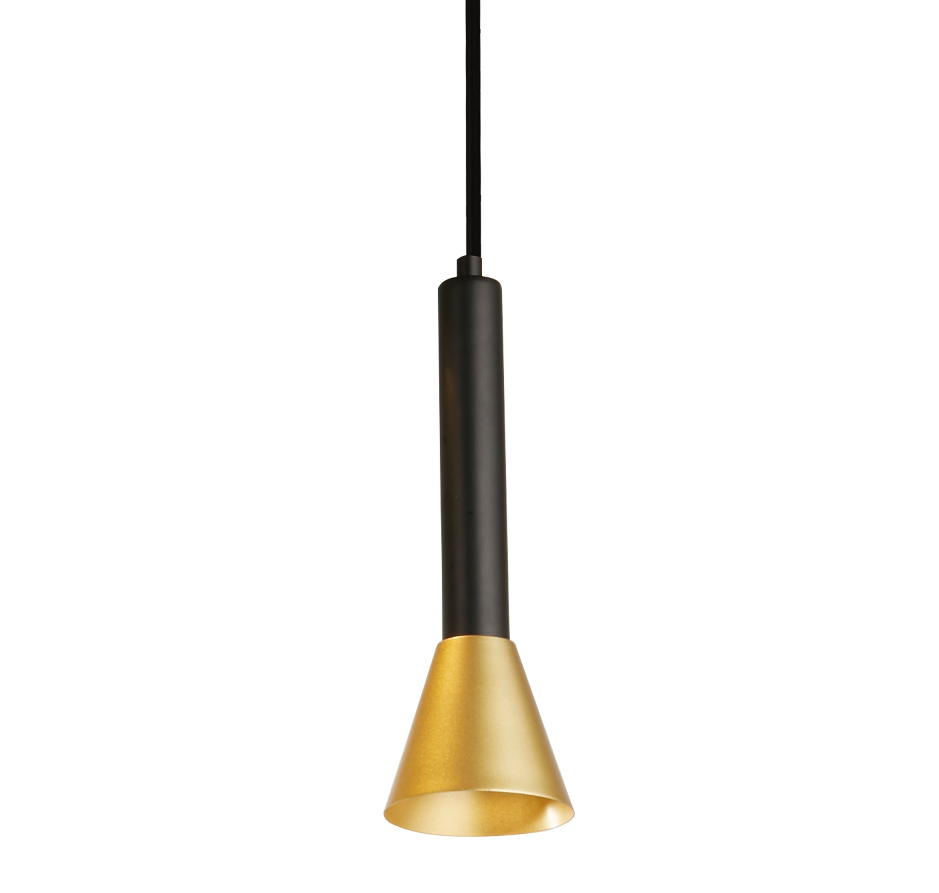 Searchlight Sinclair Pendant - Black & Gold Metal