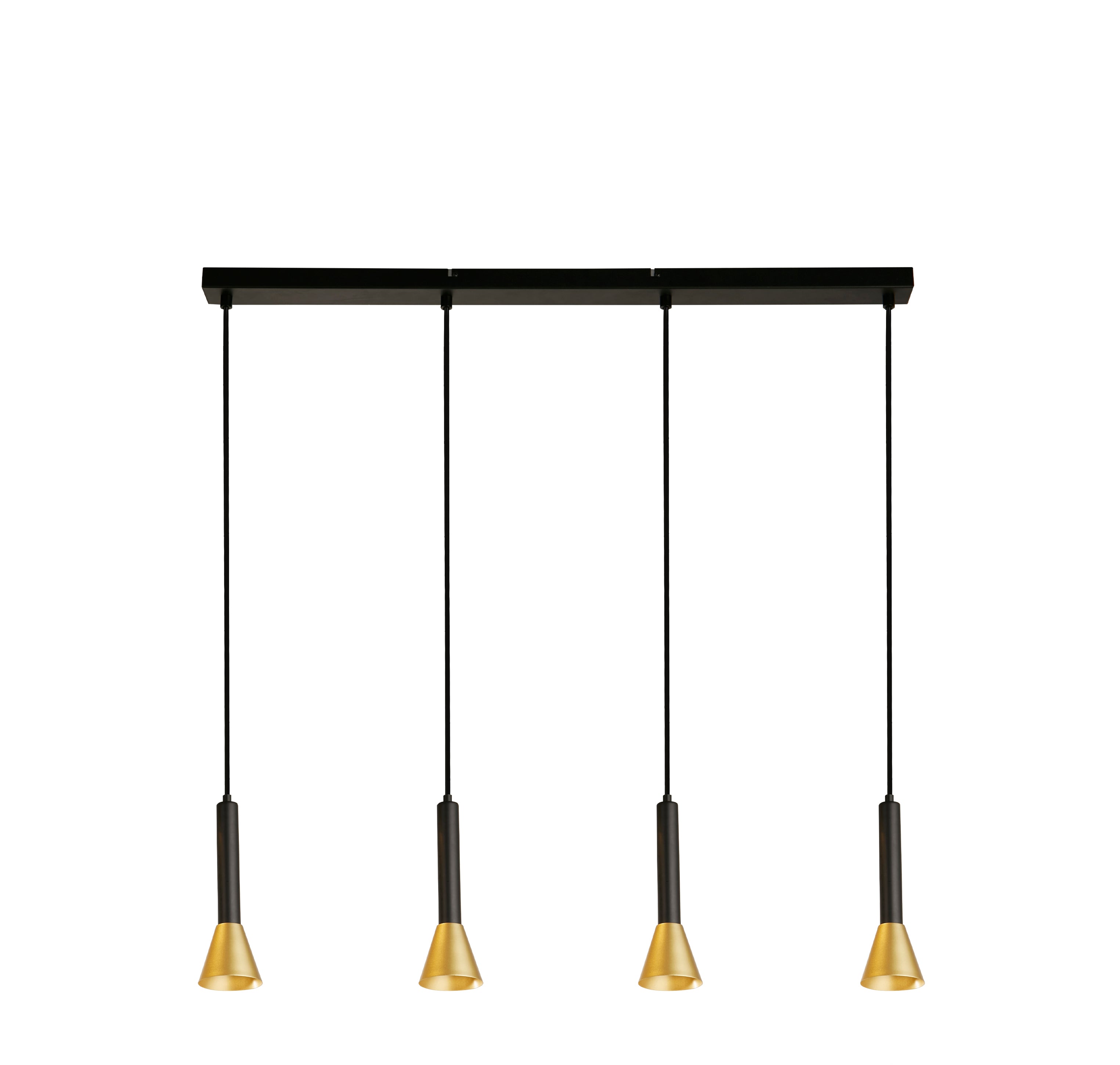 Searchlight Sinclair 4 Light Bar Pendant - Black & Gold Metal