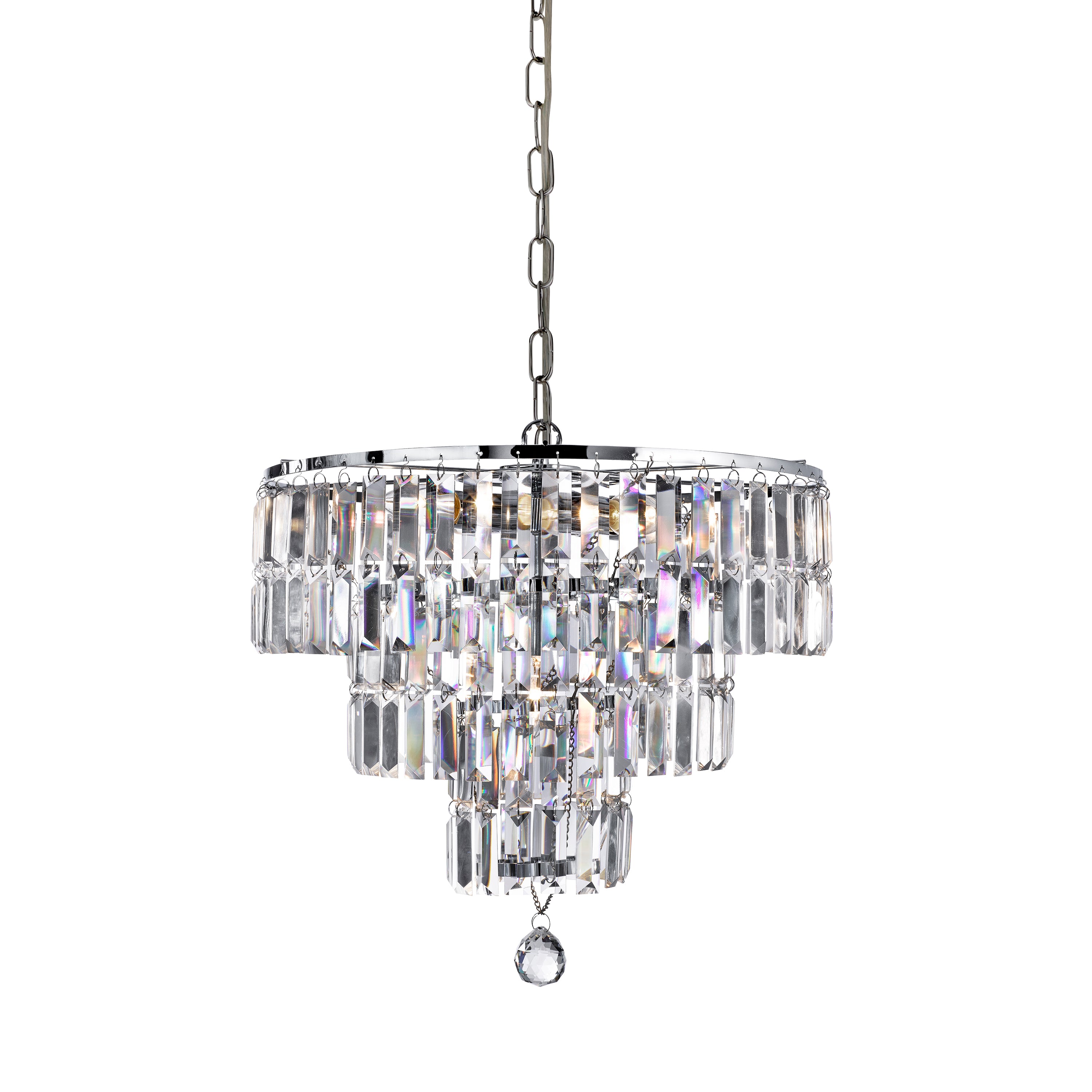 Searchlight Edith - 5 Light Chandelier, Chrome, Clear Crystal