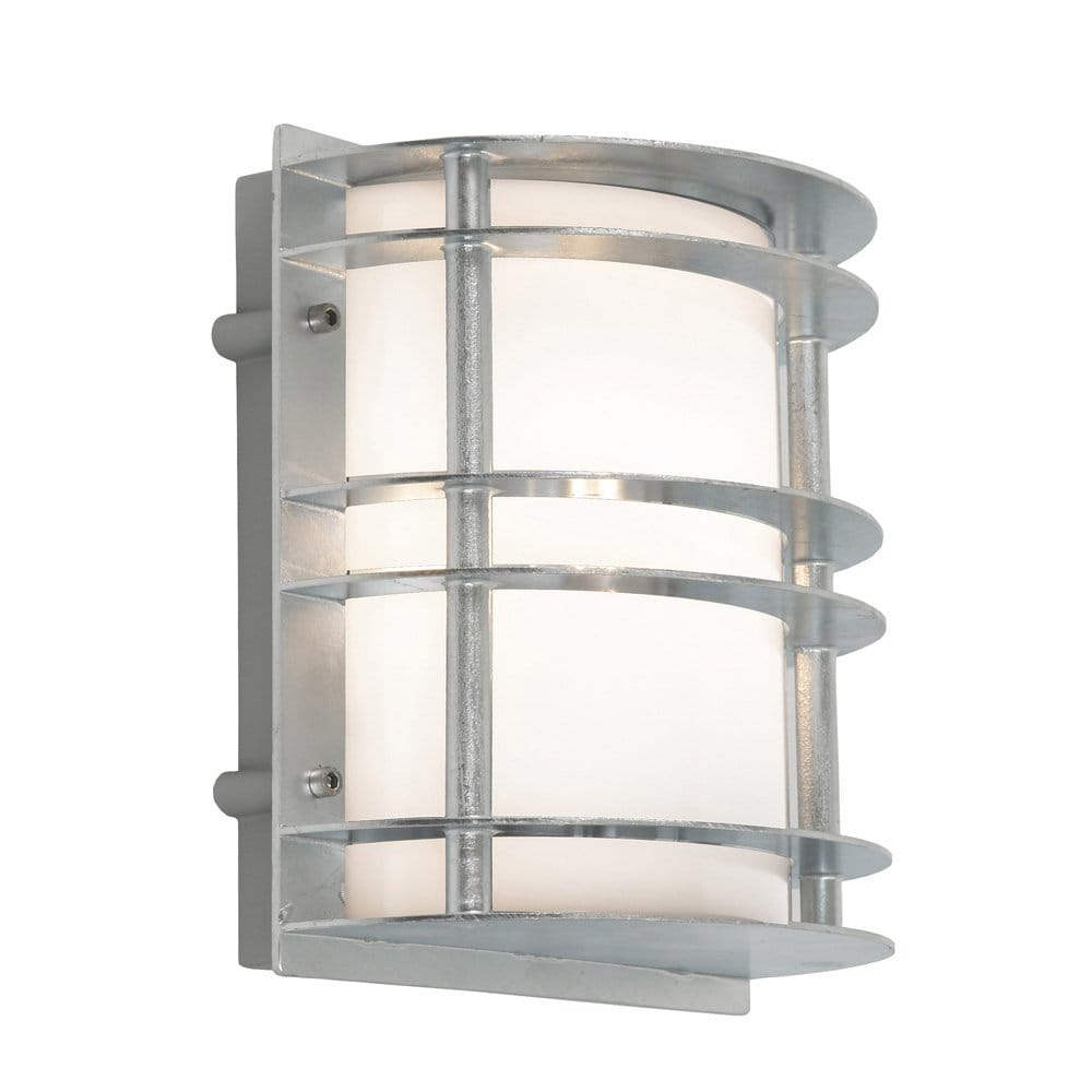 Norlys Stockholm Single Flush Fitting - Galvanised with Opal Glass