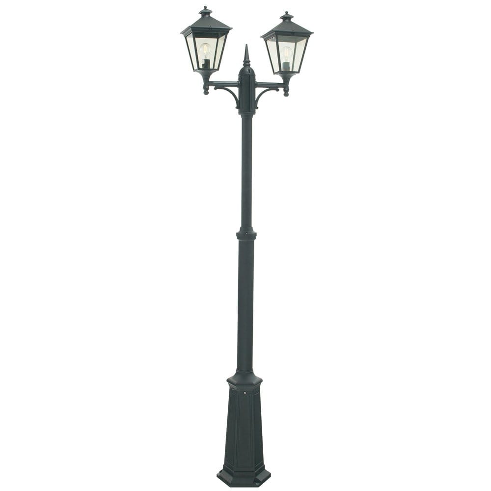 Norlys Turin 2 Light Twin Lamp Post - Black