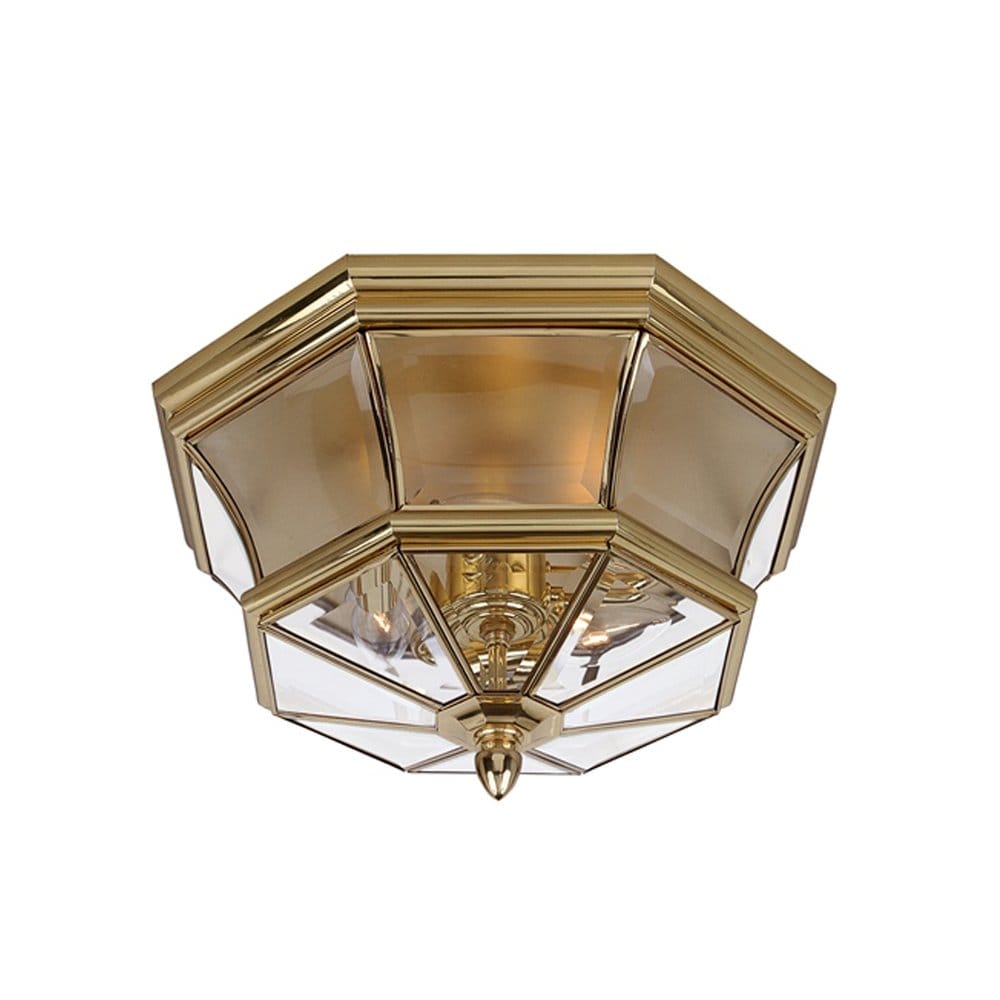Quoizel Newbury 3 Light Flush Fitting - Polished Brass