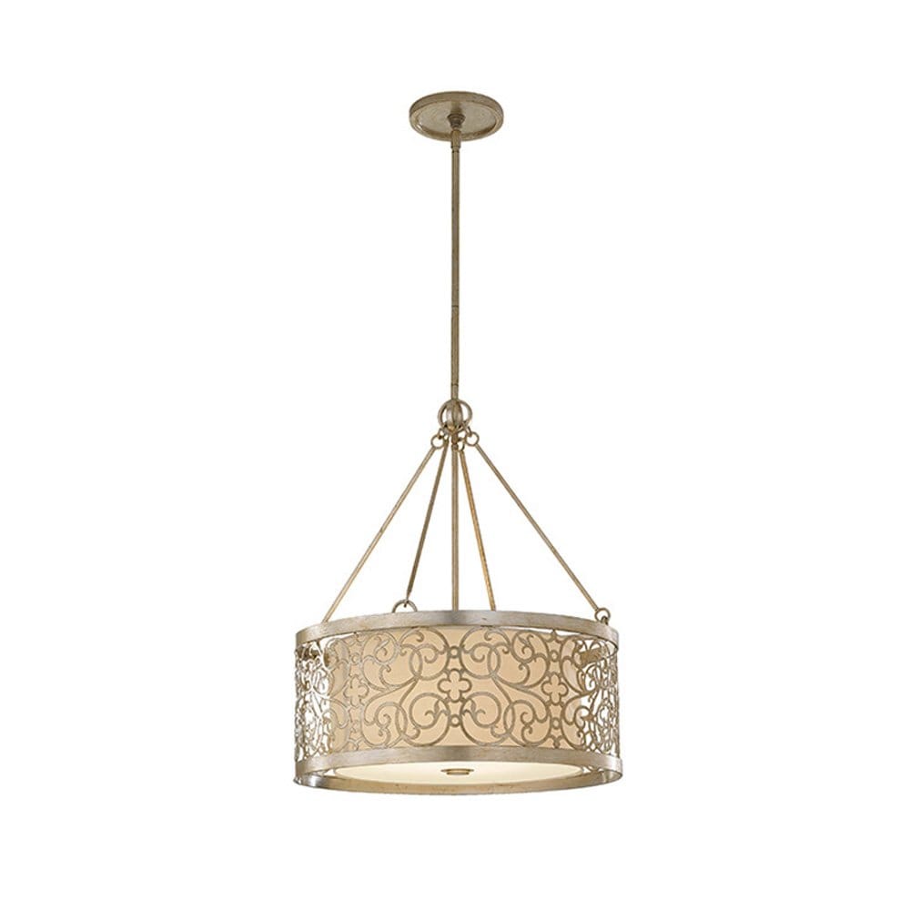 Feiss Arabesque 4 Light Chandelier - Silver Leaf Patina