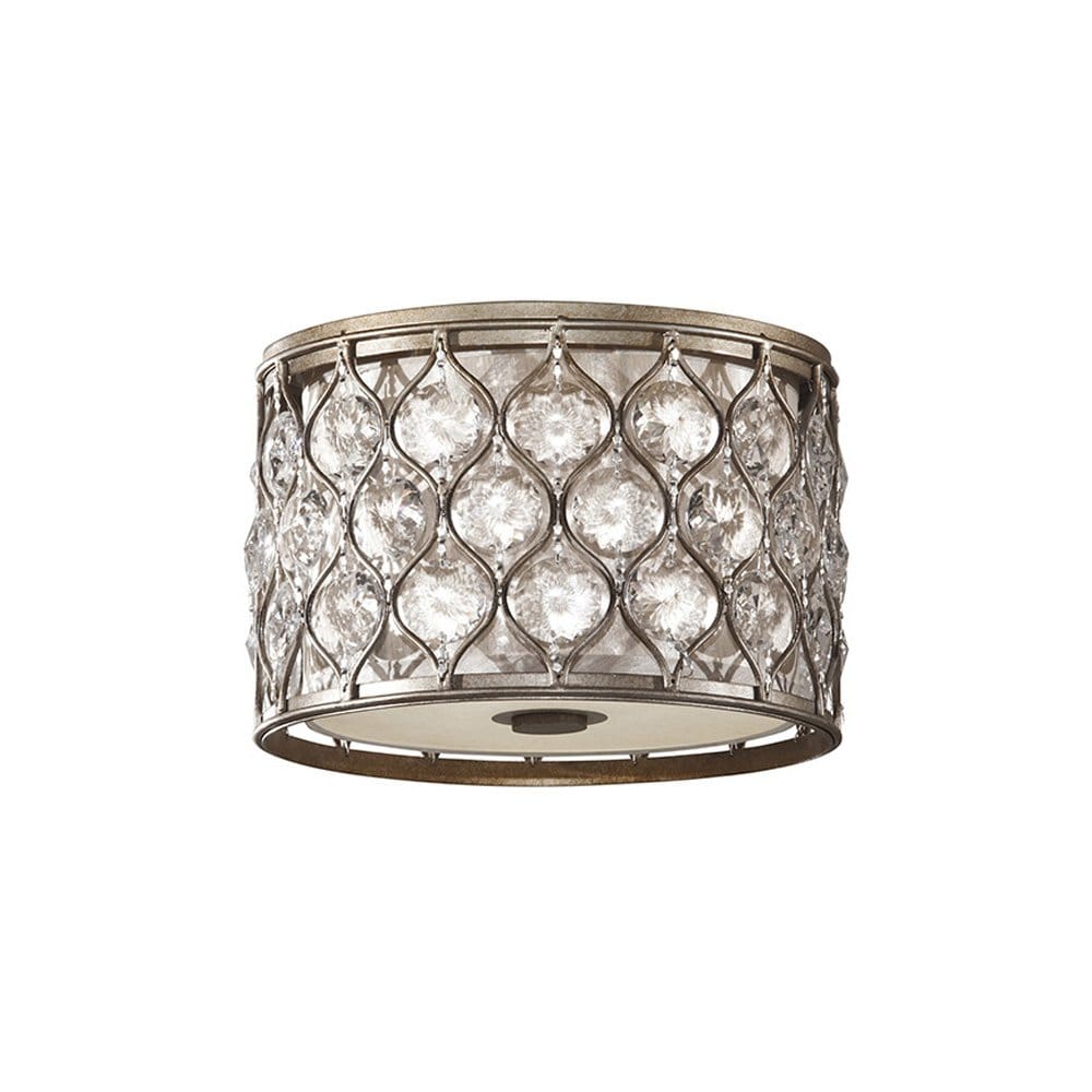 Feiss Lucia 2 Light Flush Fitting - Burnished Silver