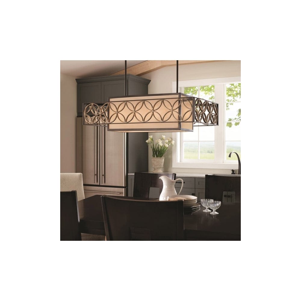 Feiss Remy 4 Light Pendant - Heritage Bronze & Parisienne Gold