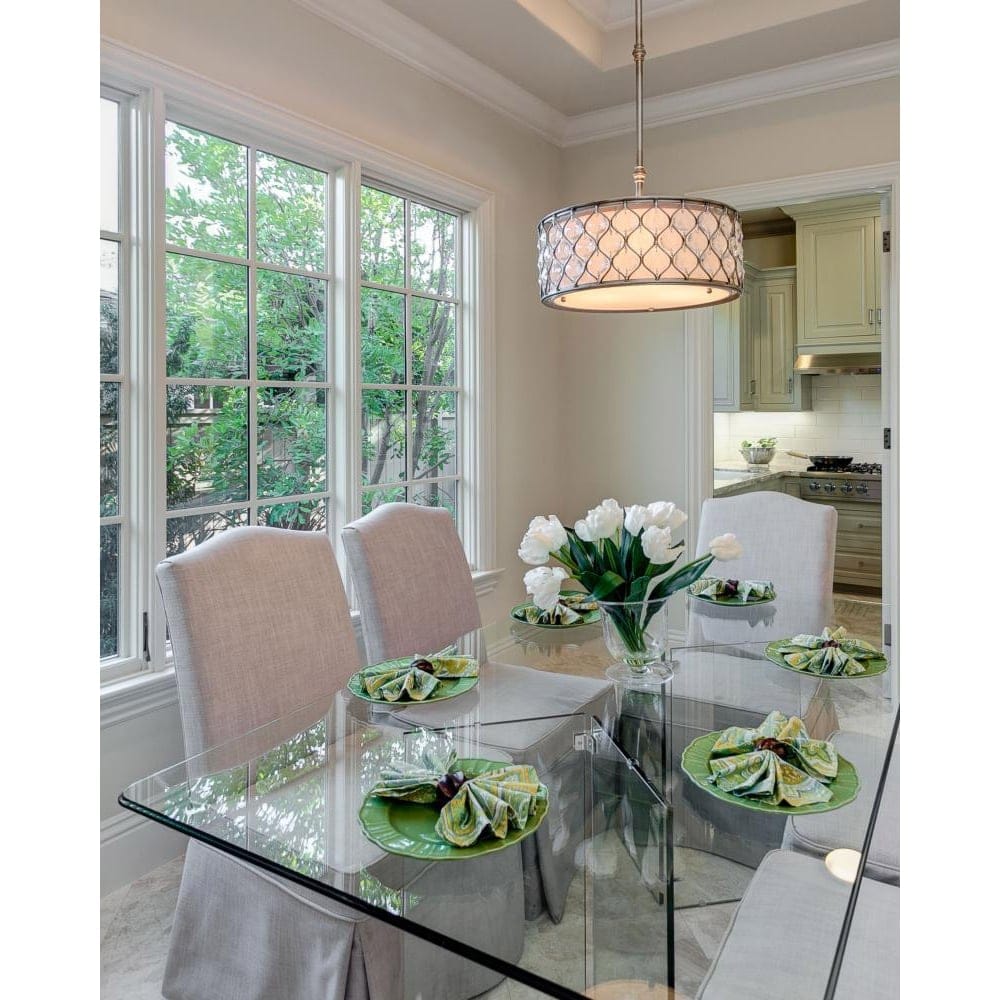 Feiss Lucia 3 Light Pendant Chandelier - Burnished Silver